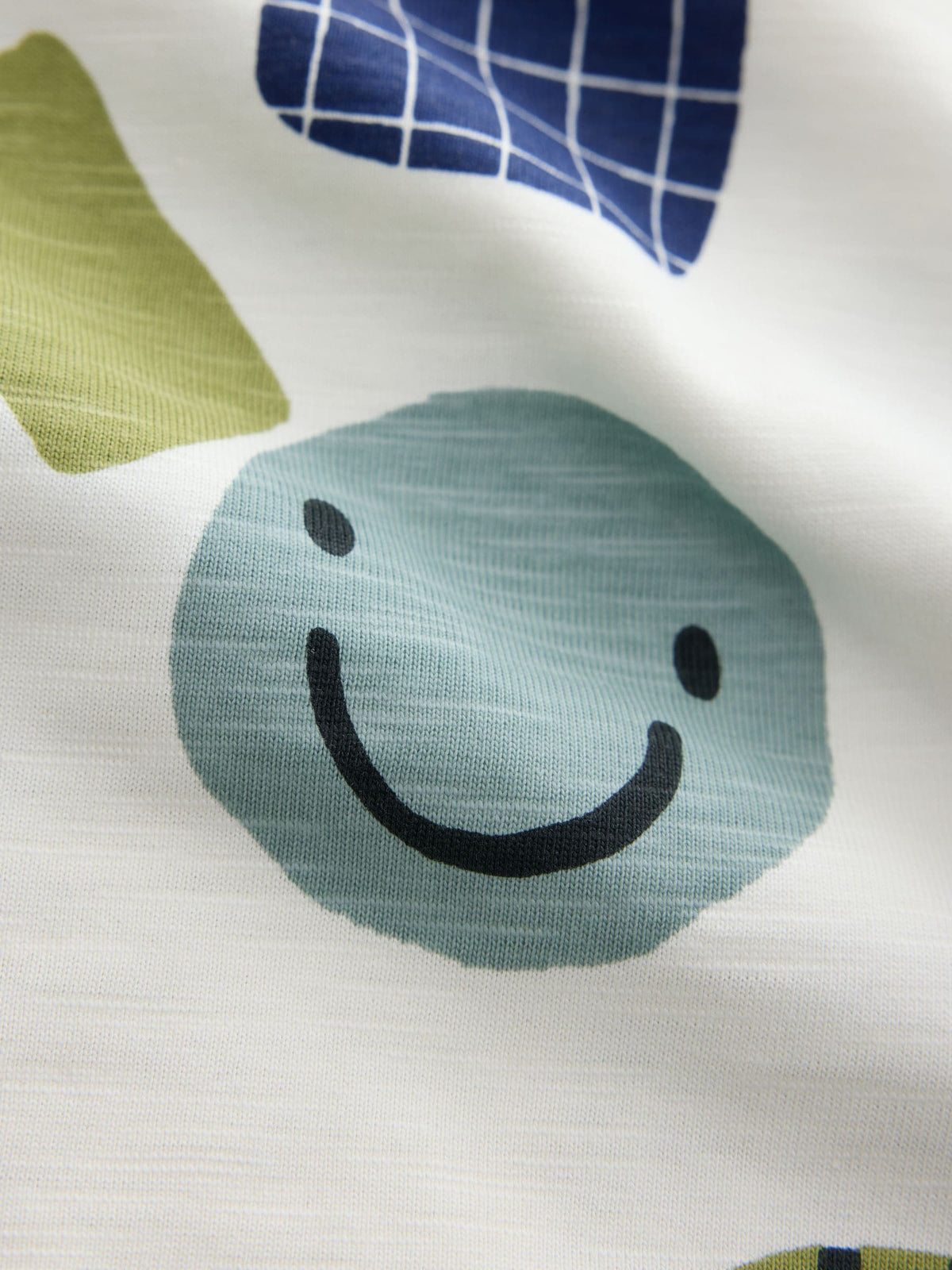 Green/Ecru/Tan Smiley Shapes Oversized Pyjamas 3 Pack (9mths-10yrs)
