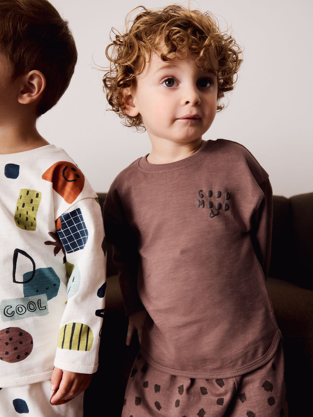 Green/Ecru/Tan Smiley Shapes Oversized Pyjamas 3 Pack (9mths-10yrs)