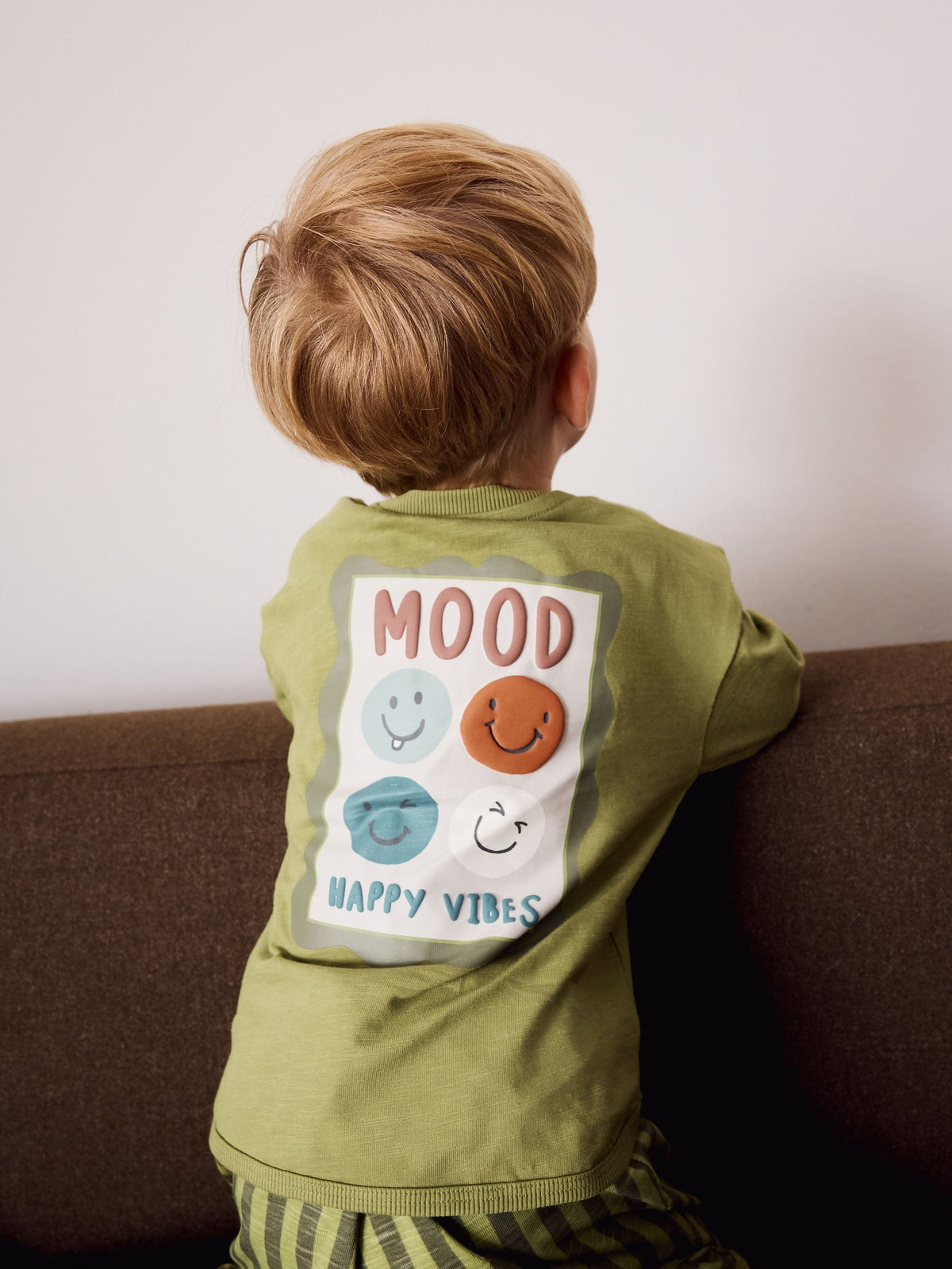 Green/Ecru/Tan Smiley Shapes Oversized Pyjamas 3 Pack (9mths-10yrs)