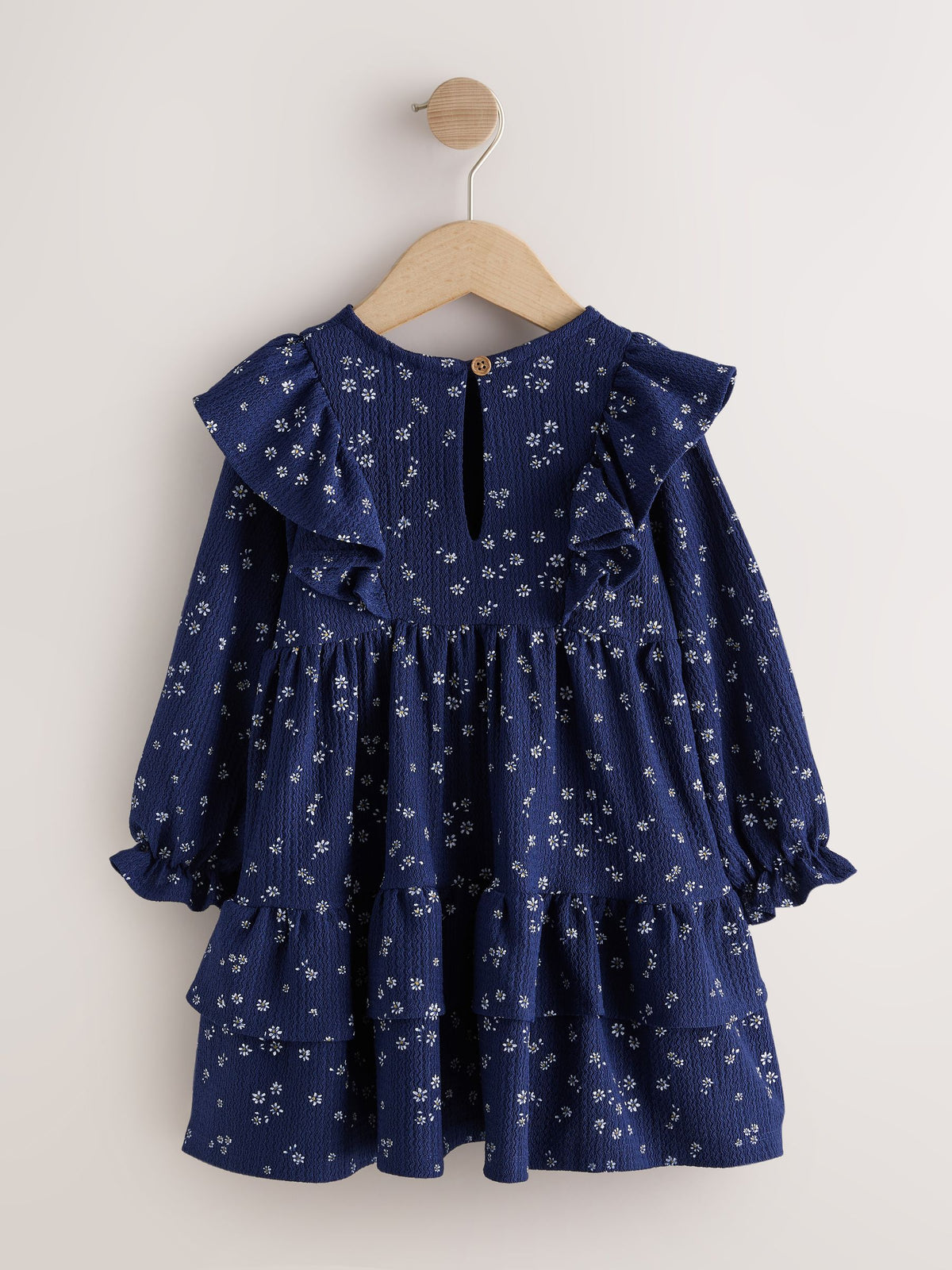Navy Long Sleeve Tiered Dress (3mths-7yrs)