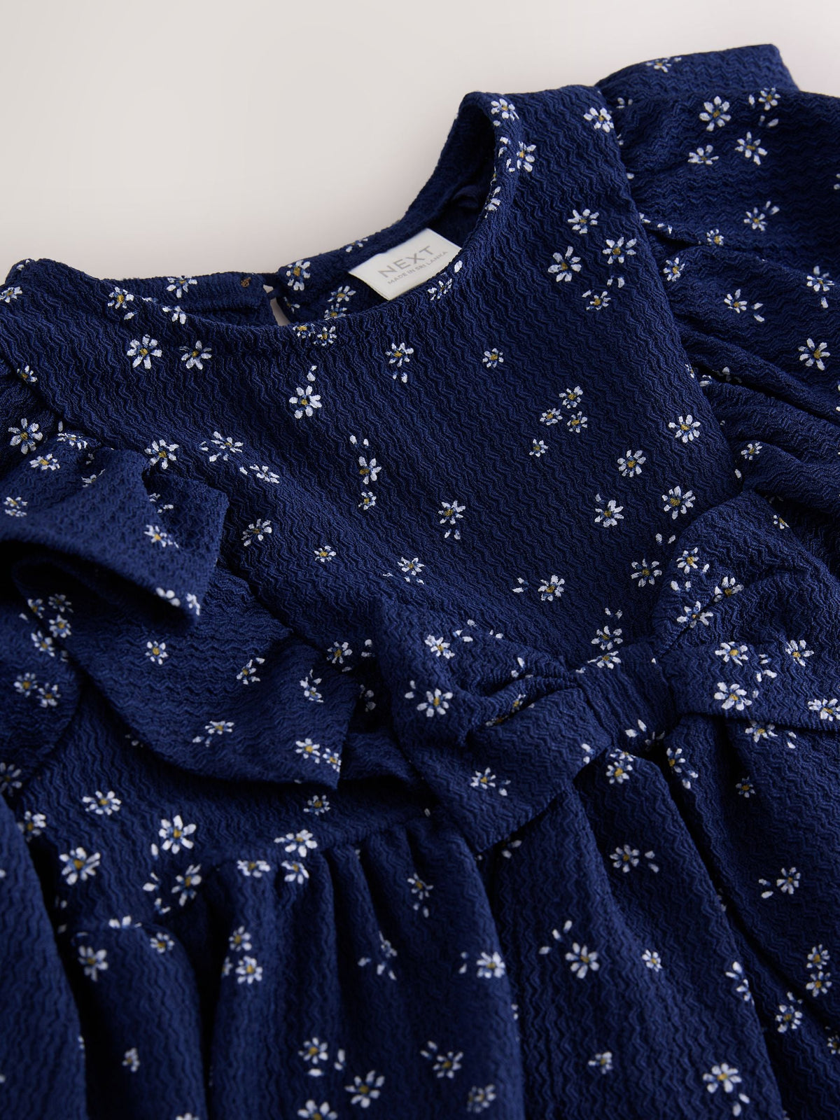 Navy Long Sleeve Tiered Dress (3mths-7yrs)