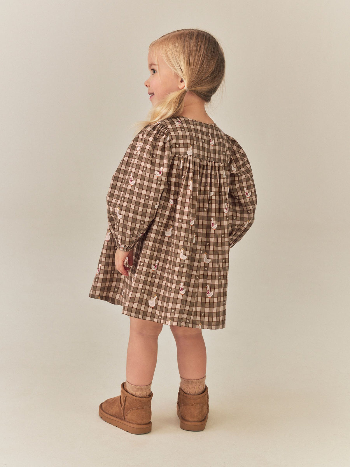 Green Check Long Sleeve 3D Character Dress (3mths-8yrs)