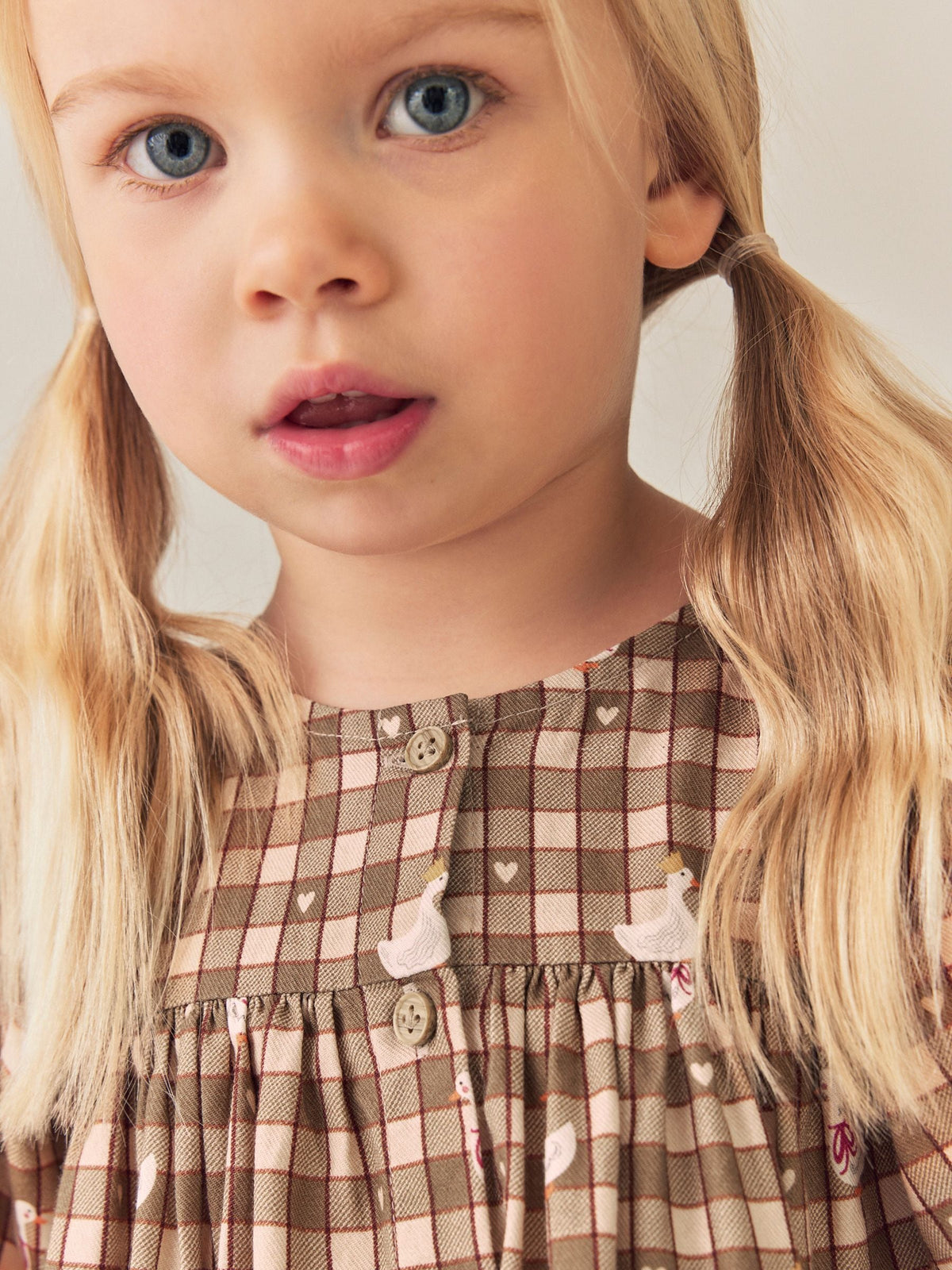 Green Check Long Sleeve 3D Character Dress (3mths-8yrs)