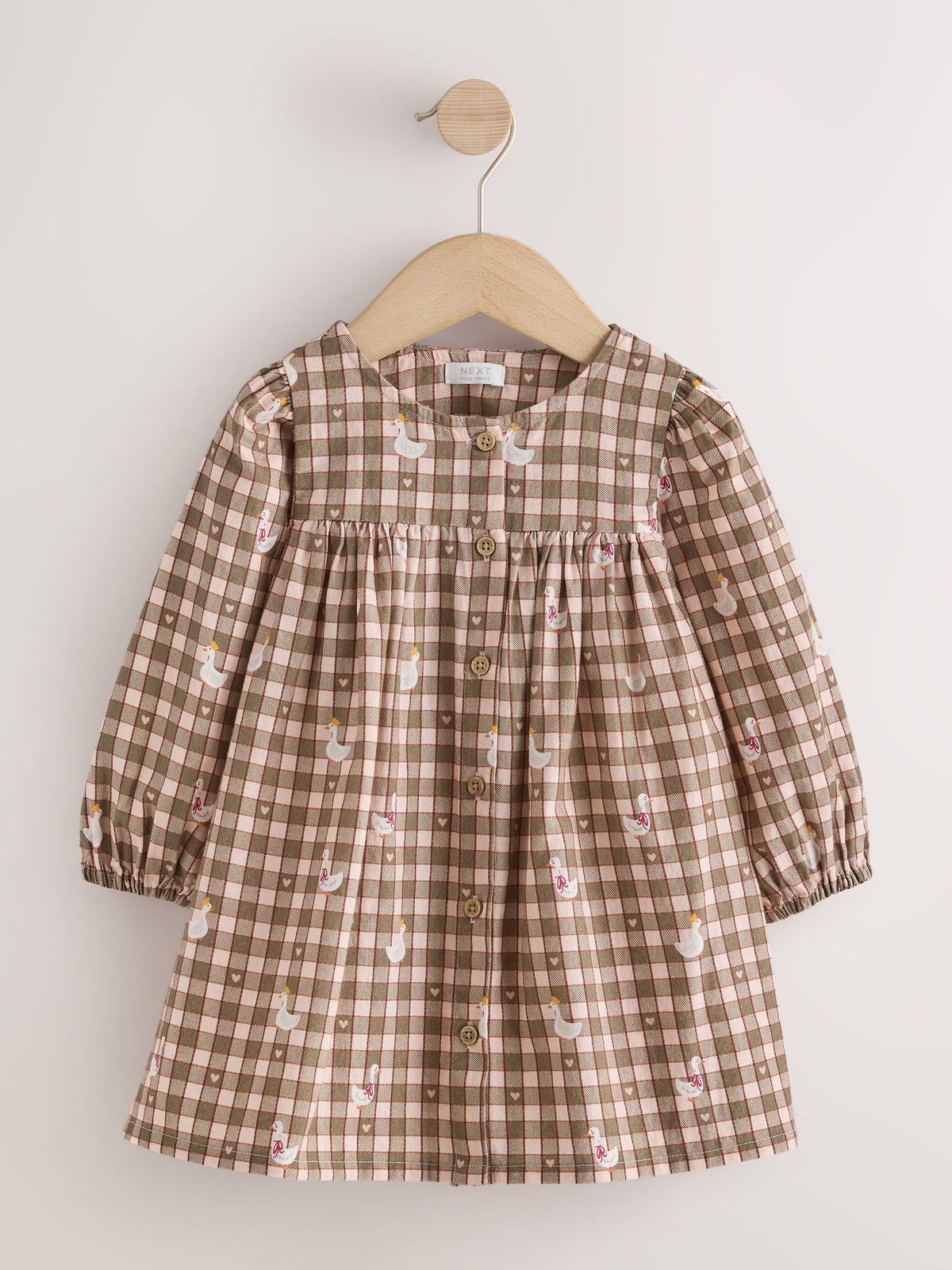 Green Check Long Sleeve 3D Character Dress (3mths-8yrs)