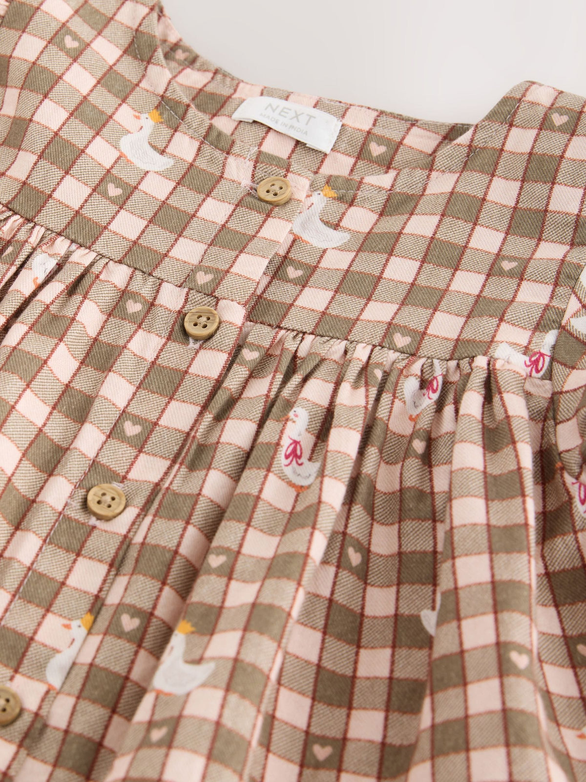 Green Check Long Sleeve 3D Character Dress (3mths-8yrs)