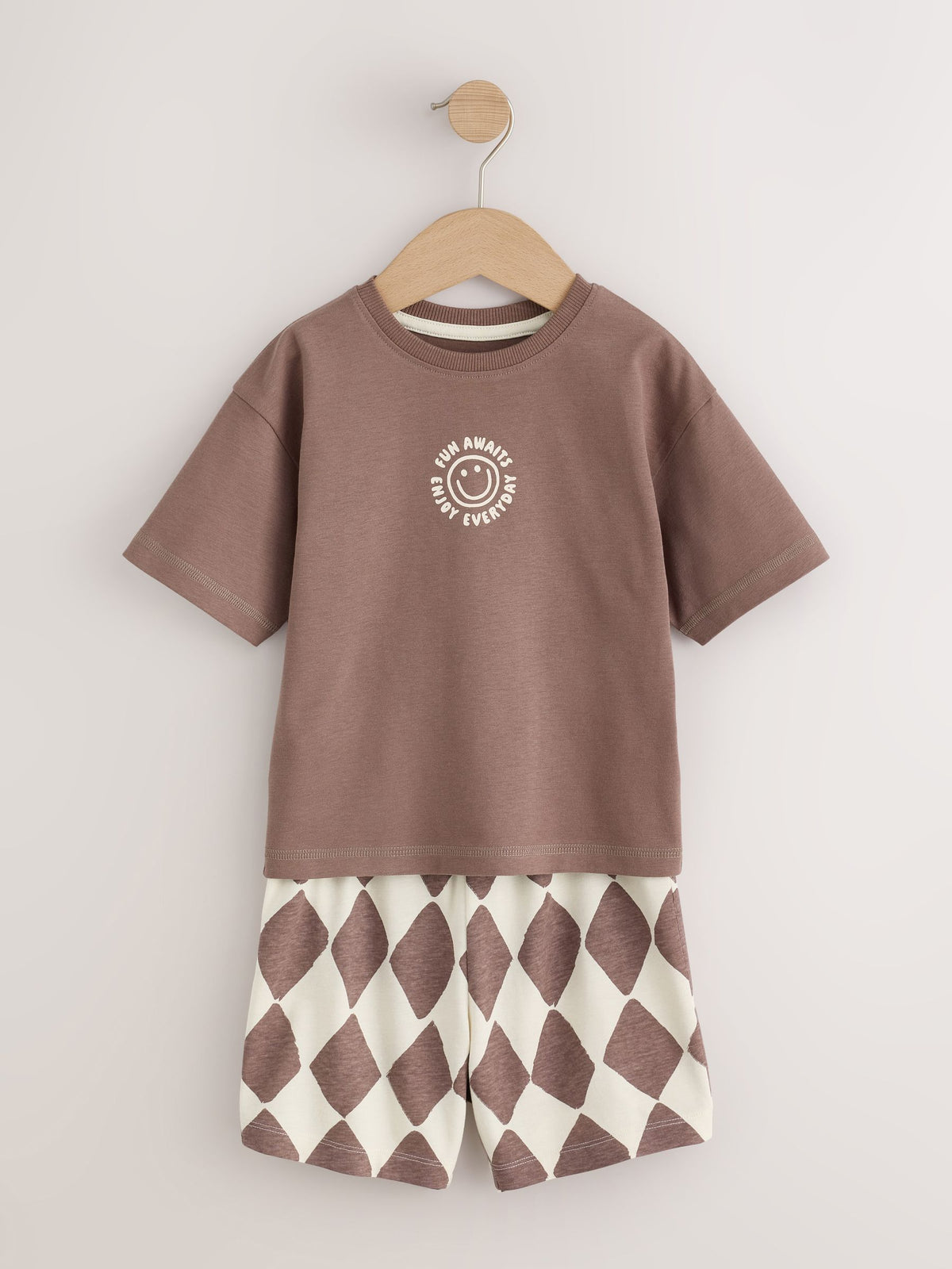 Khaki/Grey/Maroon Shorts Pyjamas 3 Pack (9mths-12yrs)