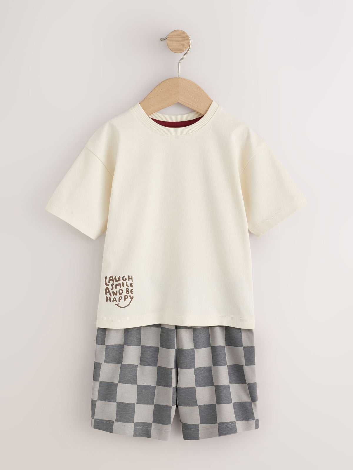 Khaki/Grey/Maroon Shorts Pyjamas 3 Pack (9mths-12yrs)
