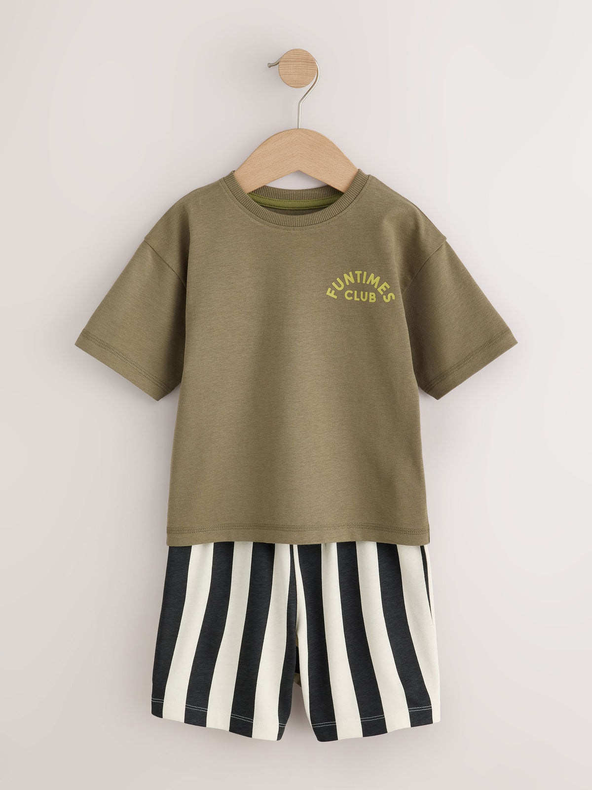 Khaki/Grey/Maroon Shorts Pyjamas 3 Pack (9mths-12yrs)