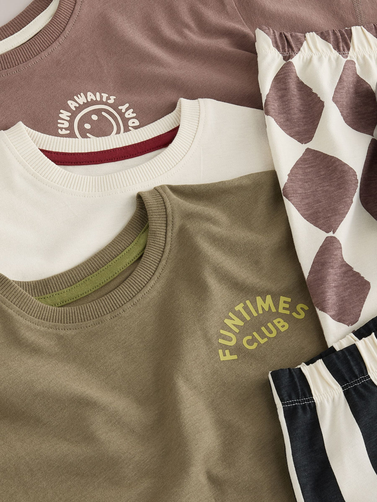 Khaki/Grey/Maroon Shorts Pyjamas 3 Pack (9mths-12yrs)
