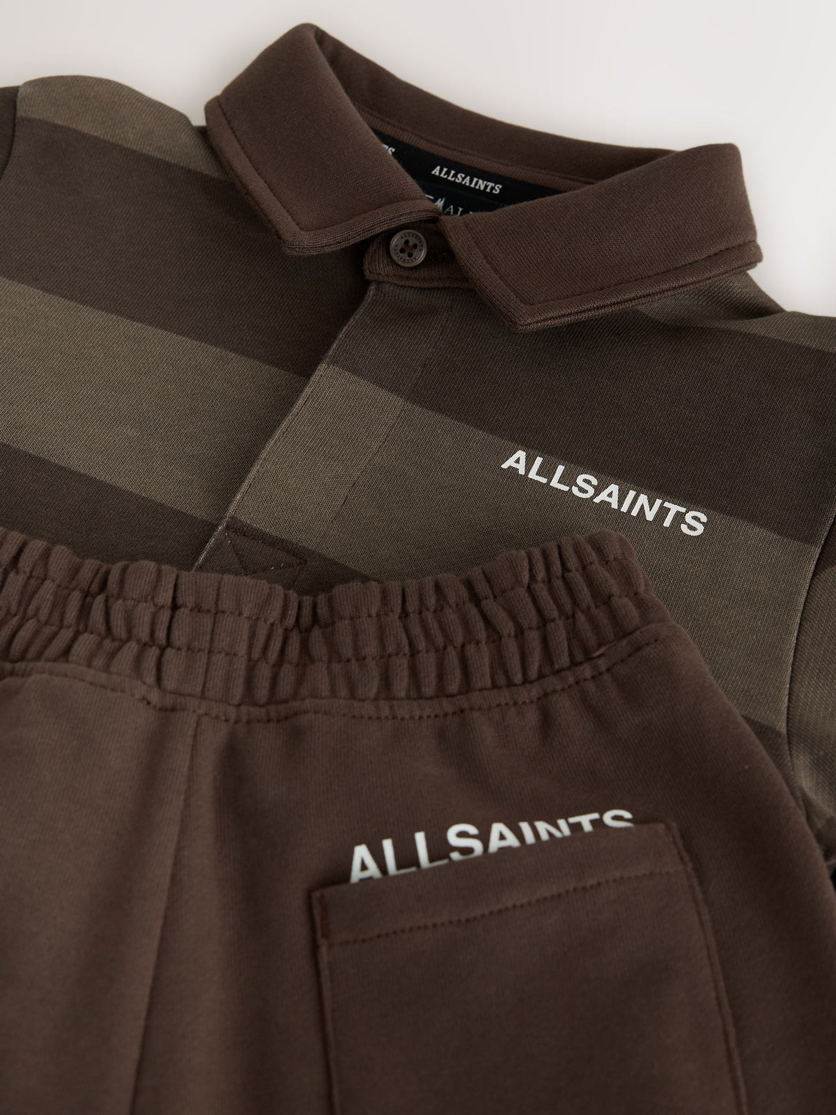 smALLSAINTS Brown Striped Rugby Top And Joggers Set