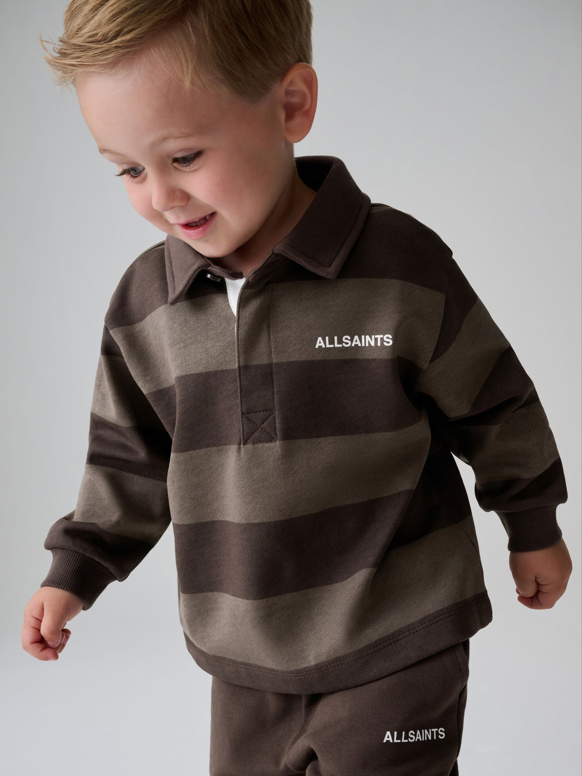 smALLSAINTS Brown Striped Rugby Top And Joggers Set