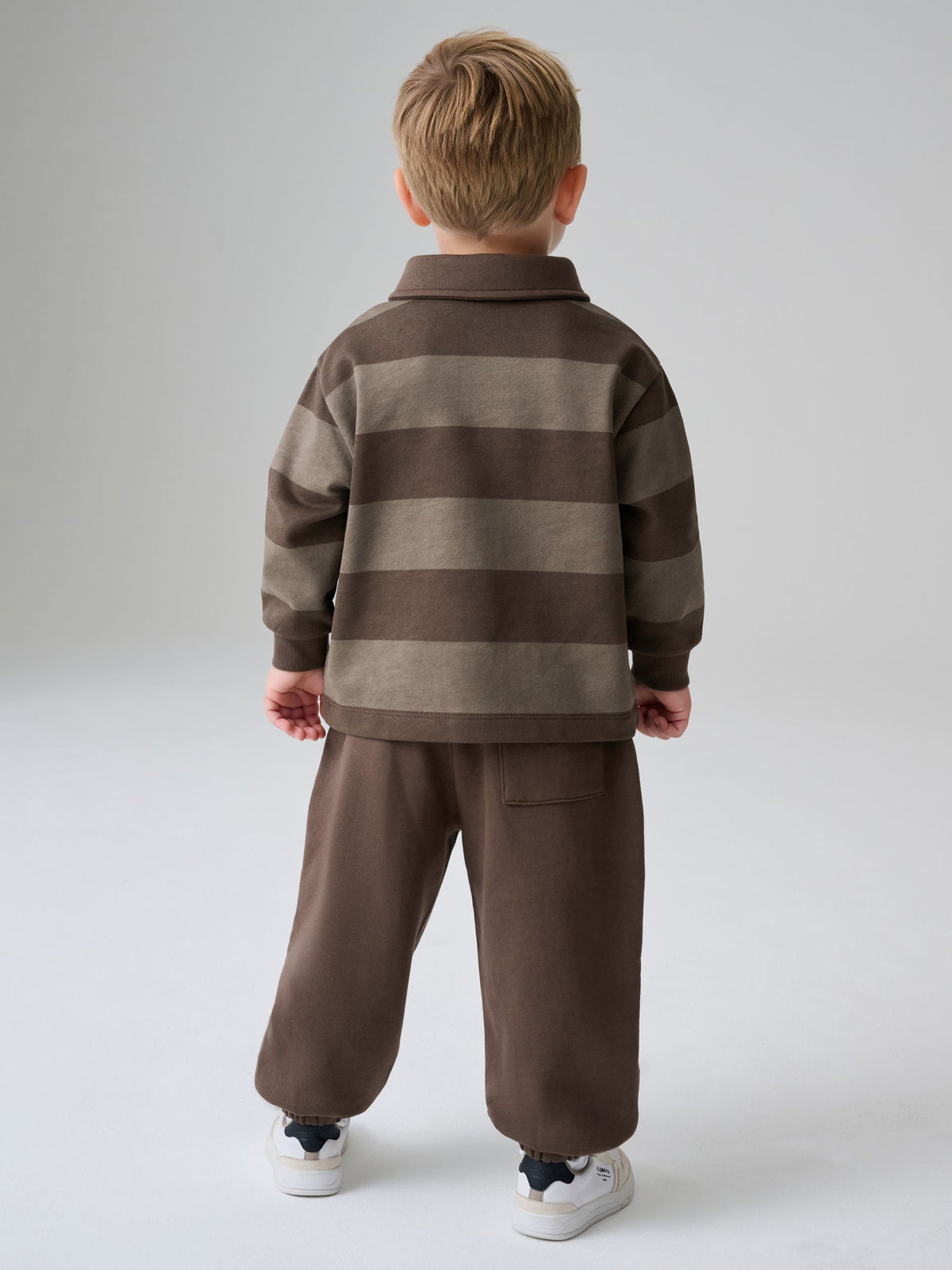 smALLSAINTS Brown Striped Rugby Top And Joggers Set