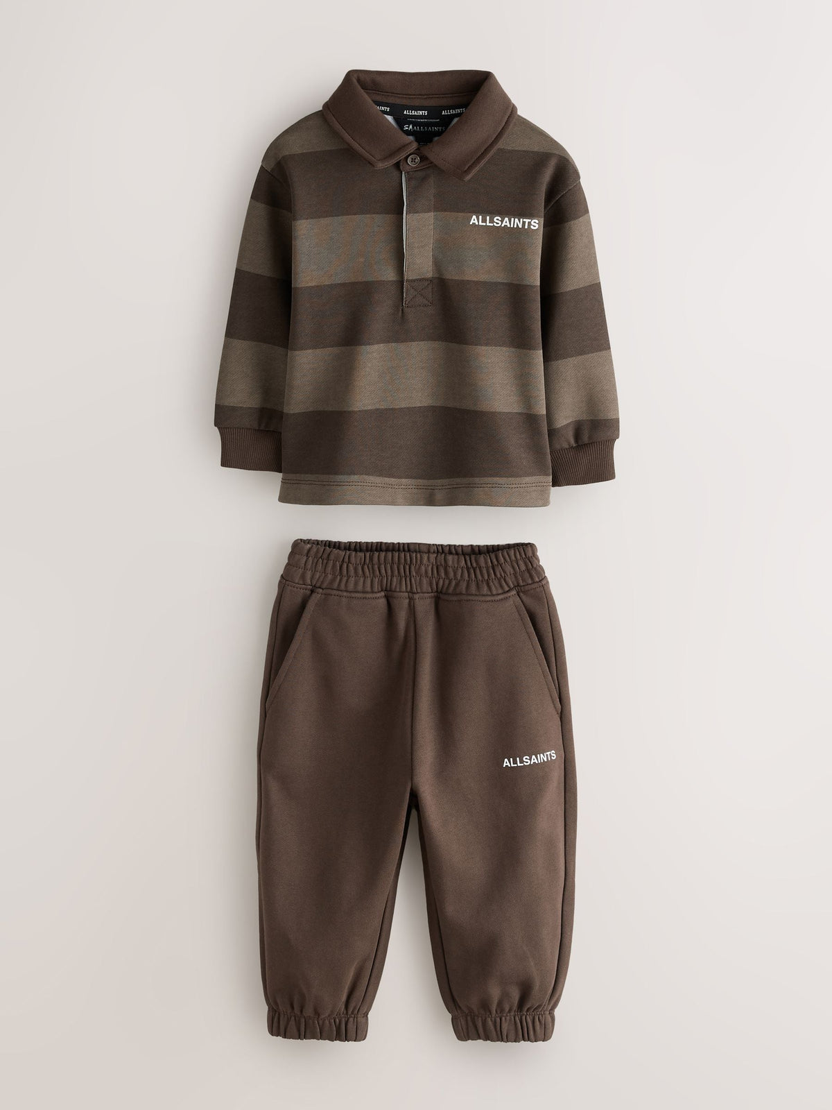 smALLSAINTS Brown Striped Rugby Top And Joggers Set