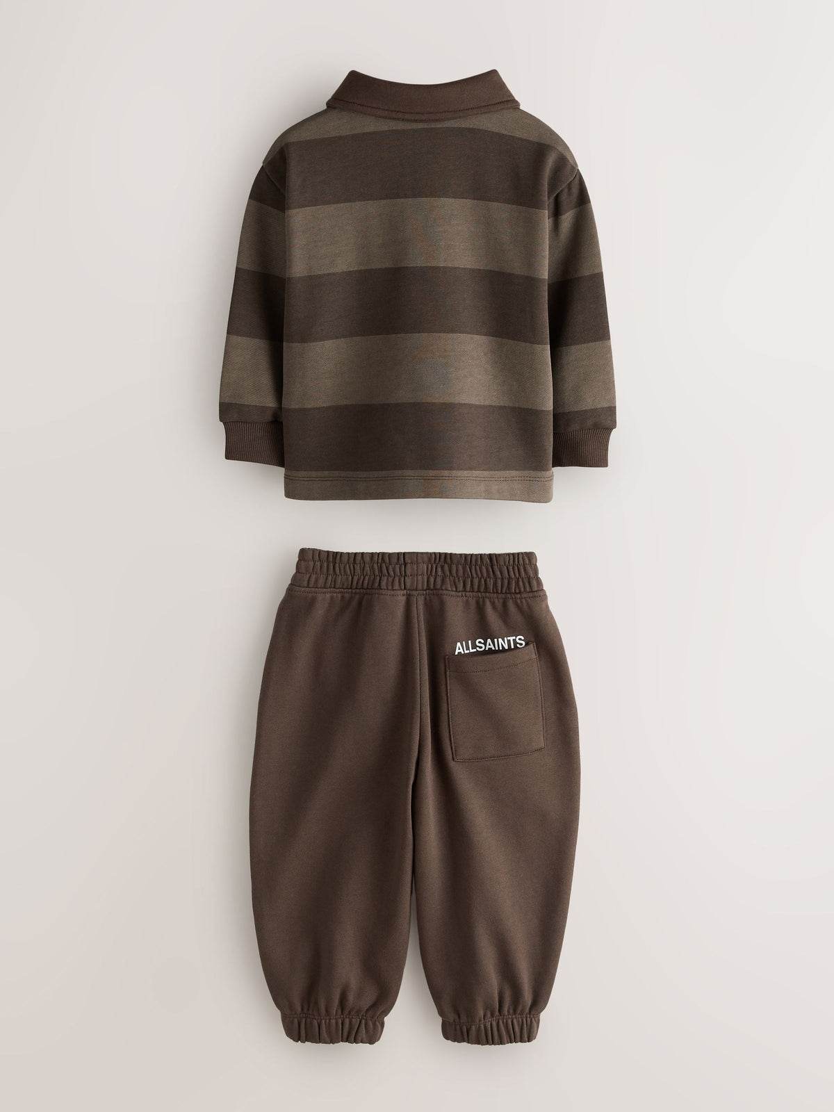 smALLSAINTS Brown Striped Rugby Top And Joggers Set