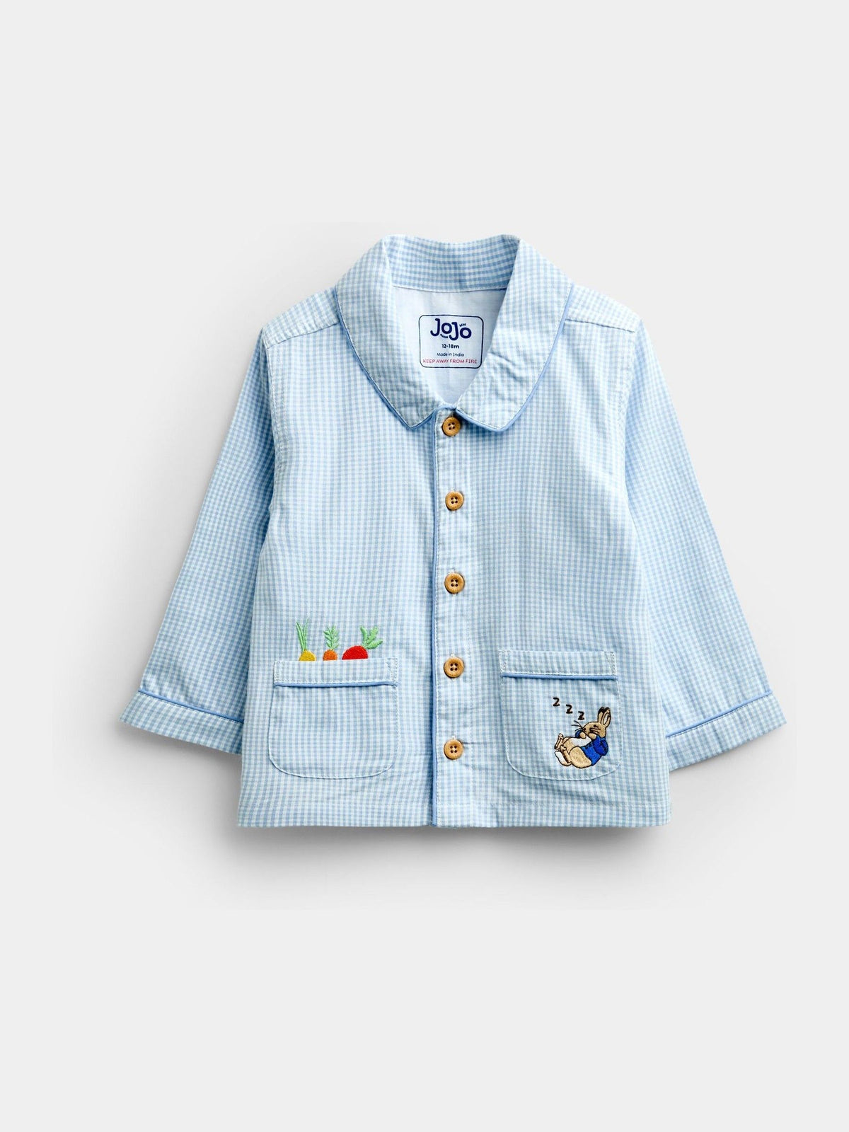 JoJo Maman Bébé Blue Peter Rabbit Gingham Woven Pyjamas
