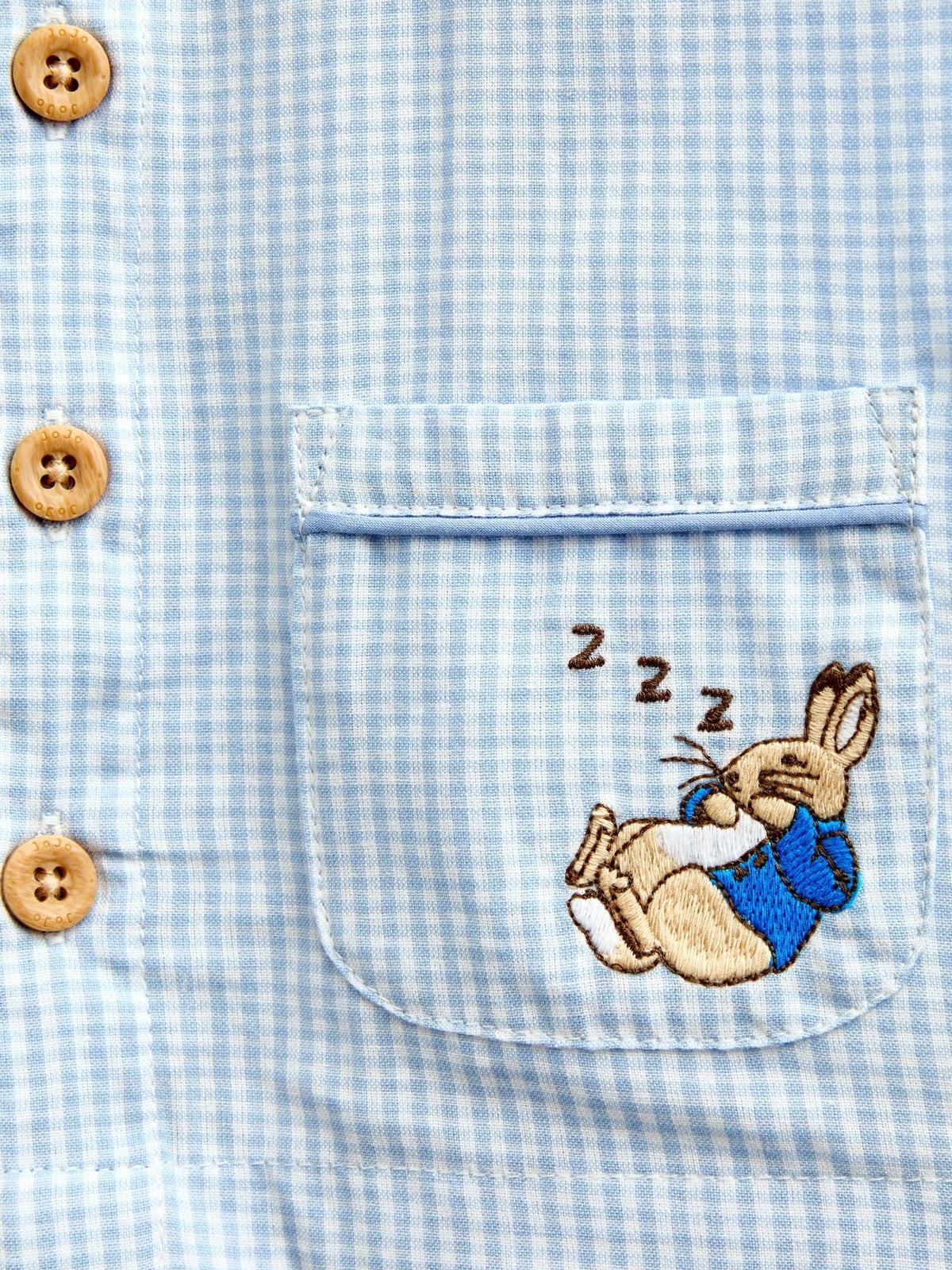 JoJo Maman Bébé Blue Peter Rabbit Gingham Woven Pyjamas