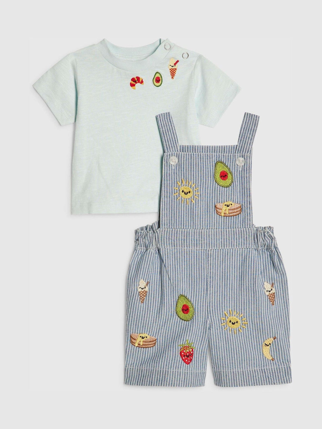 River Island Blue Stripe Dungarees & Top Set