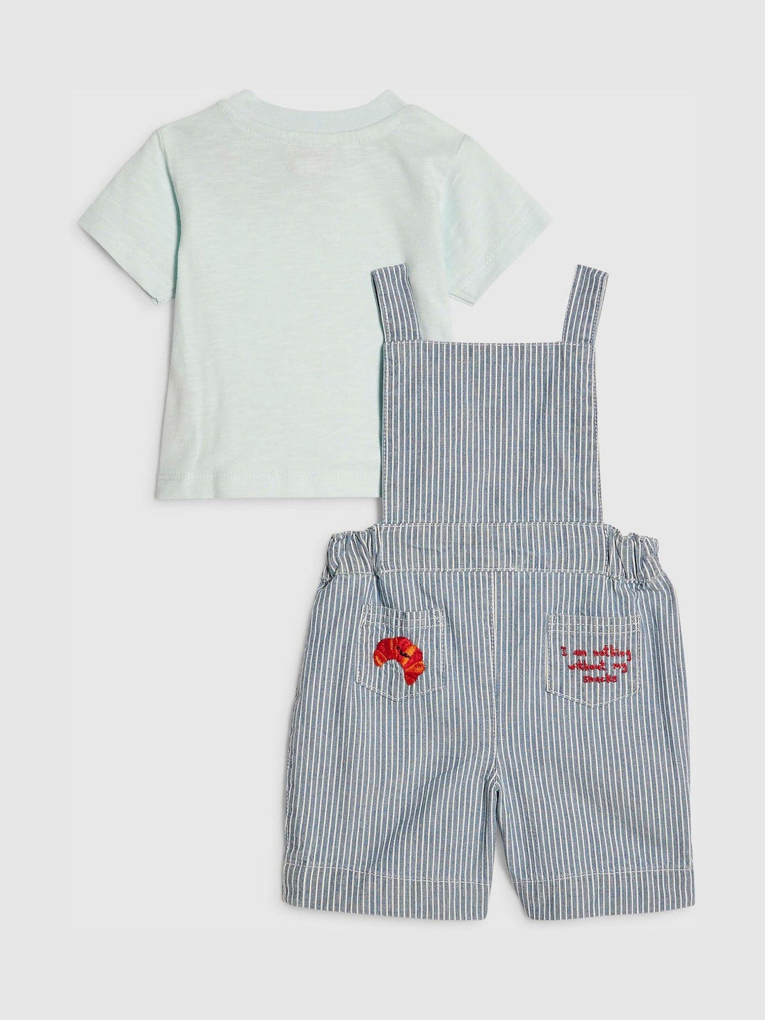 River Island Blue Stripe Dungarees & Top Set