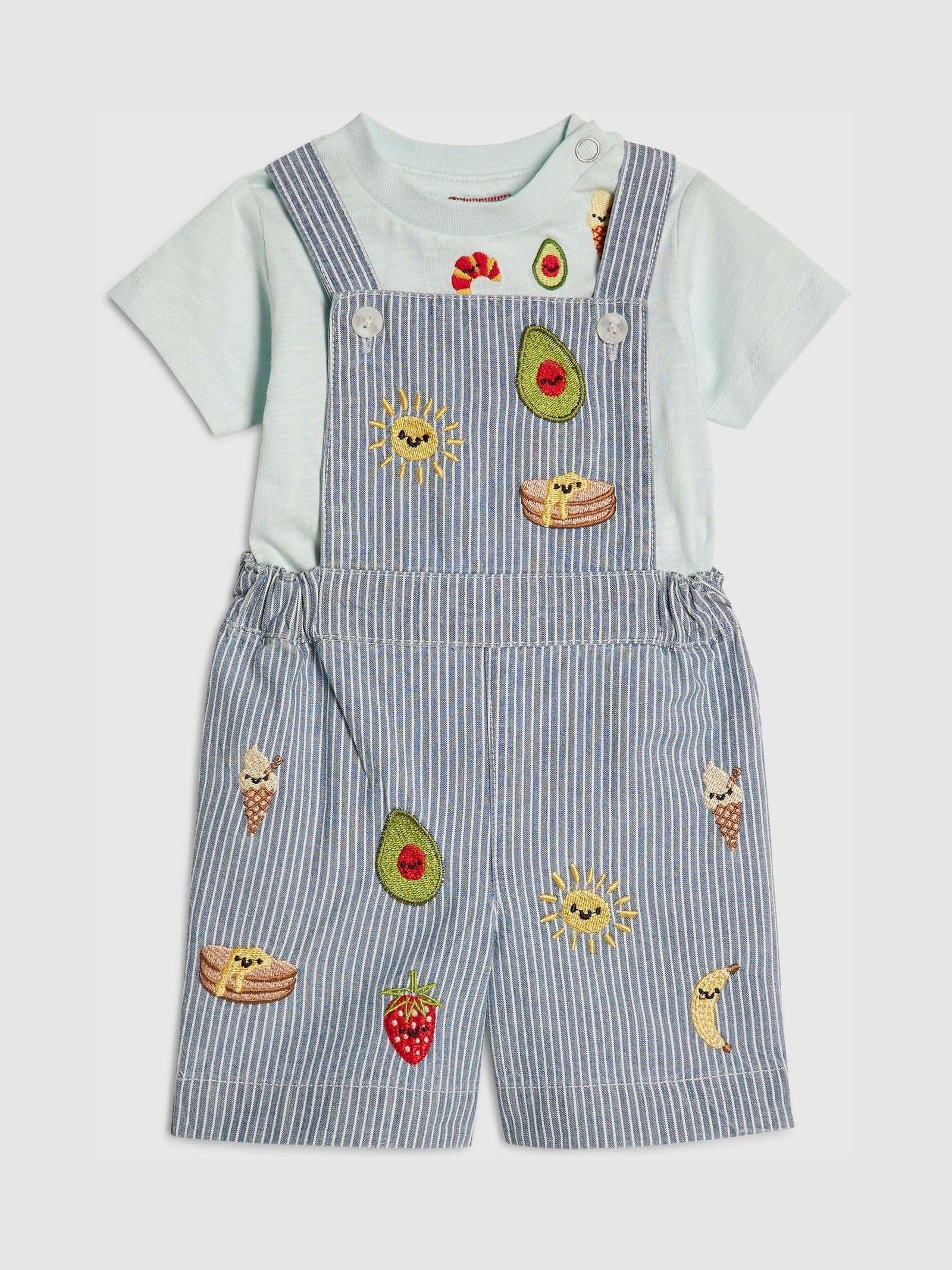River Island Blue Stripe Dungarees & Top Set