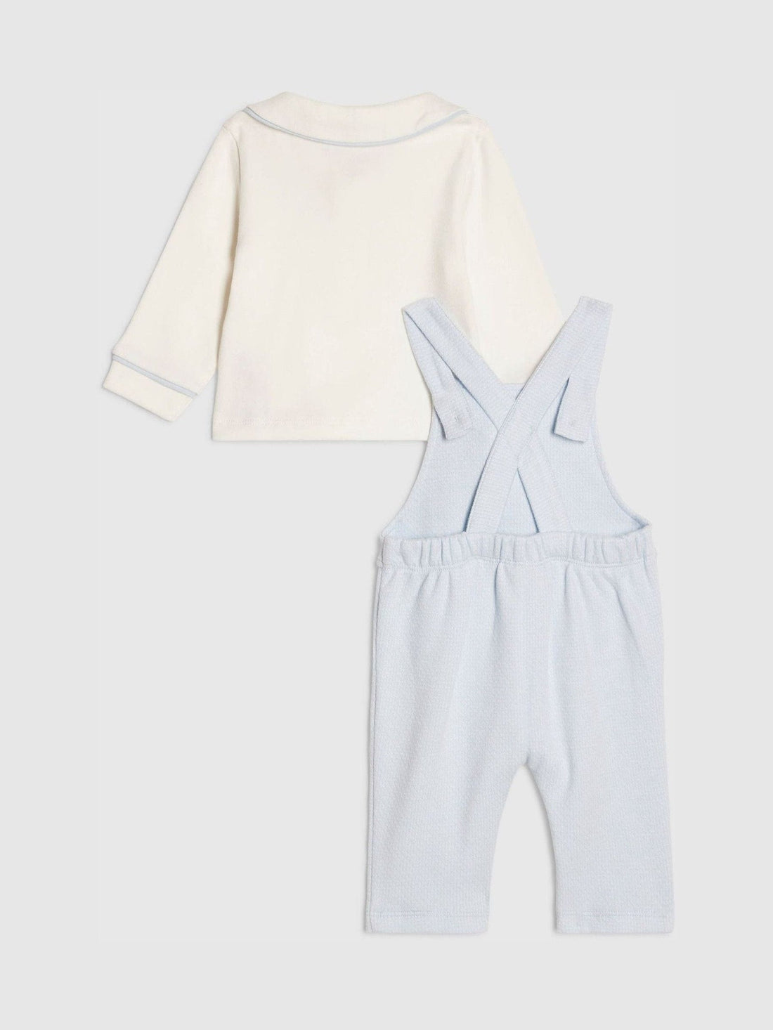 River Island Blue Long Sleeve Polo Shirt & Dungarees Set