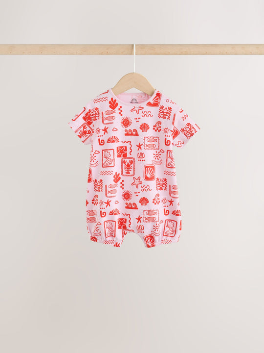 Pink and Red Lobster Printed T-Shirt Baby Romper