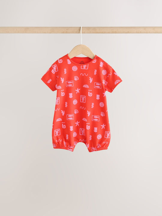 Pink and Red Lobster Printed T-Shirt Baby Romper