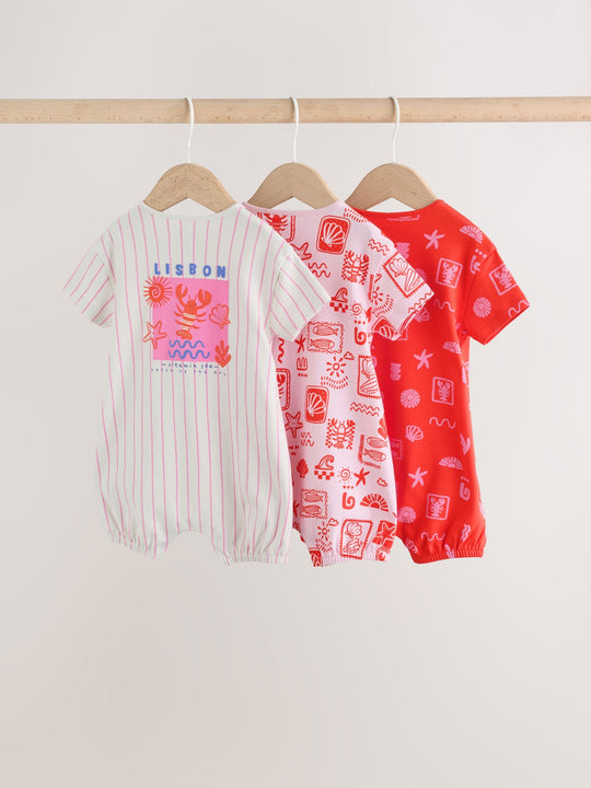 Pink and Red Lobster Printed T-Shirt Baby Romper