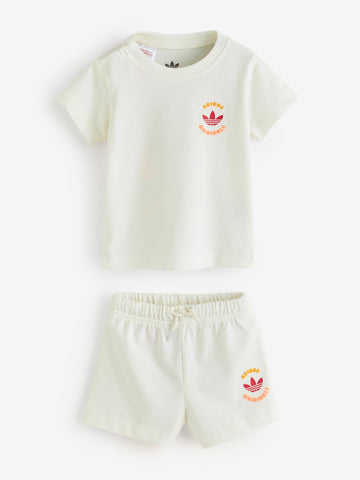 adidas Originals White Snack Graphic Little Kids Top and Shorts Set