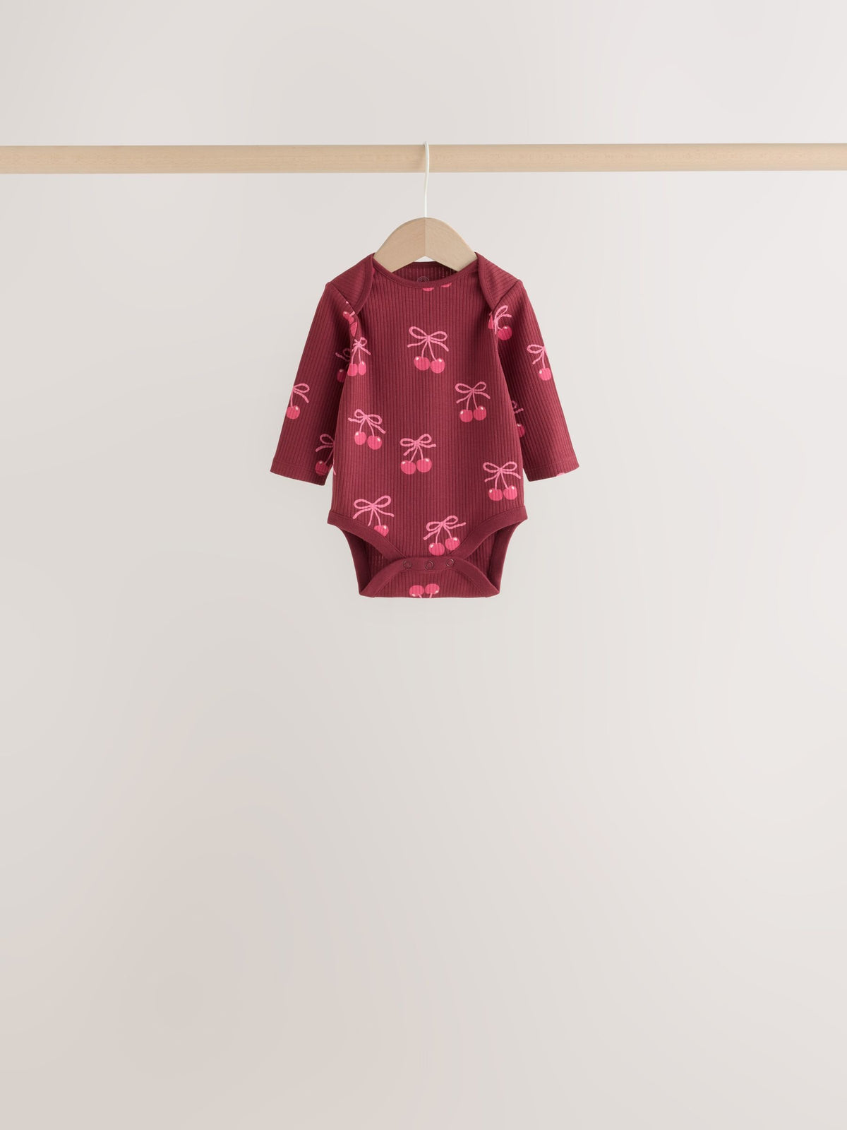 Red/Pink Bow Long Sleeve Baby Bodysuits 5 Pack