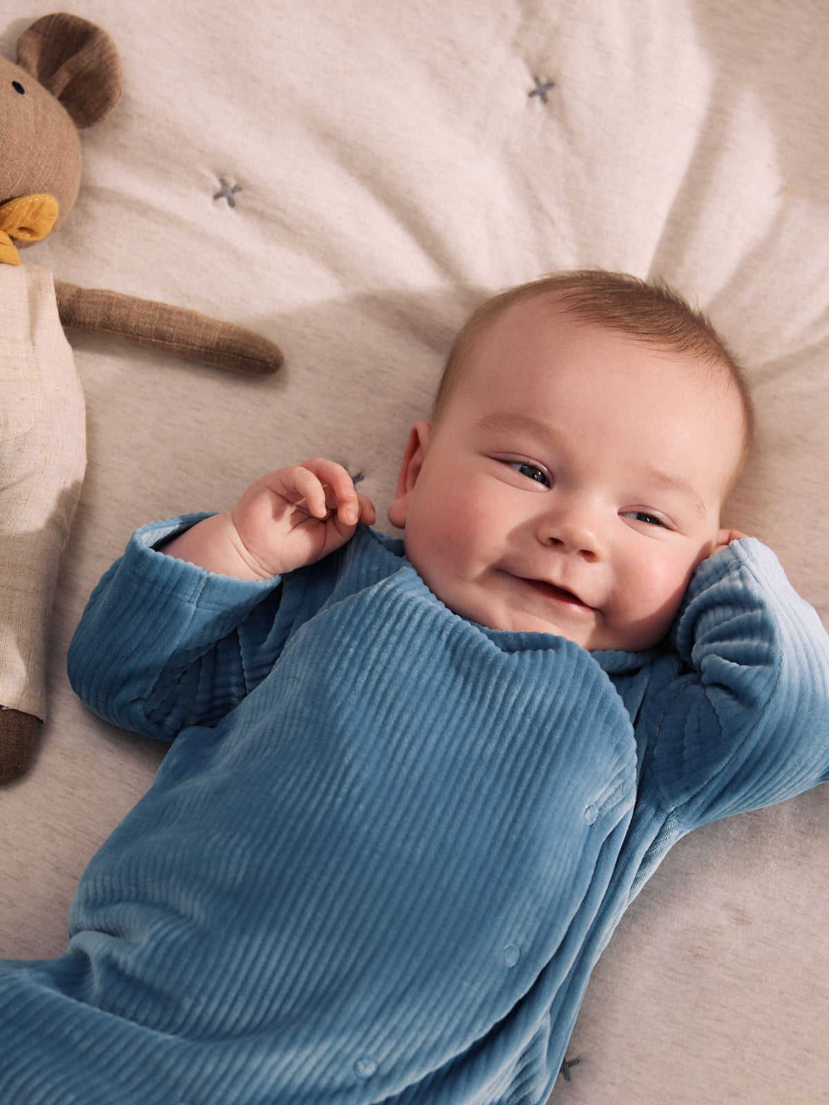 Blue Velour Baby Sleepsuits 2 Pack
