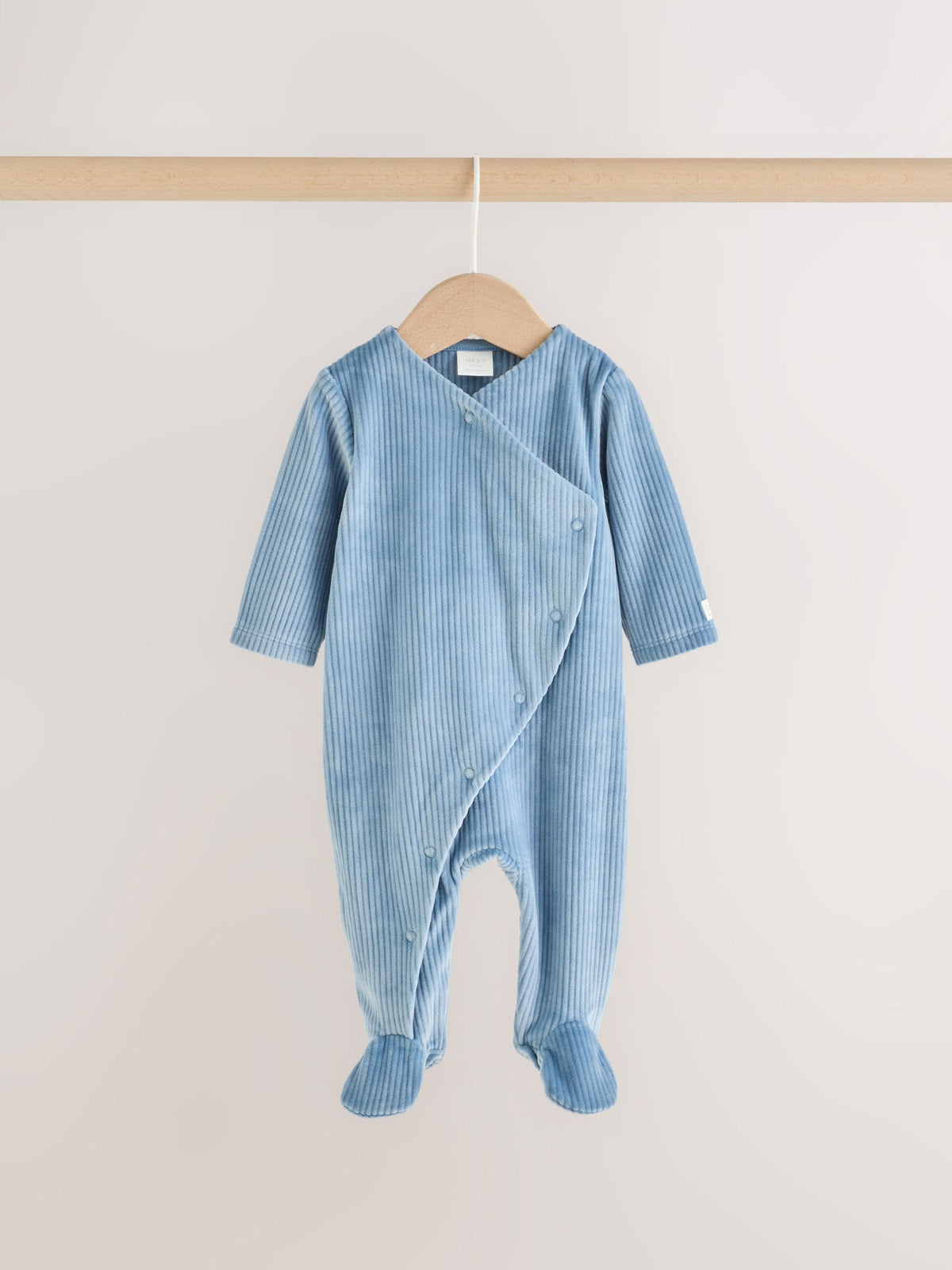Blue Velour Baby Sleepsuits 2 Pack