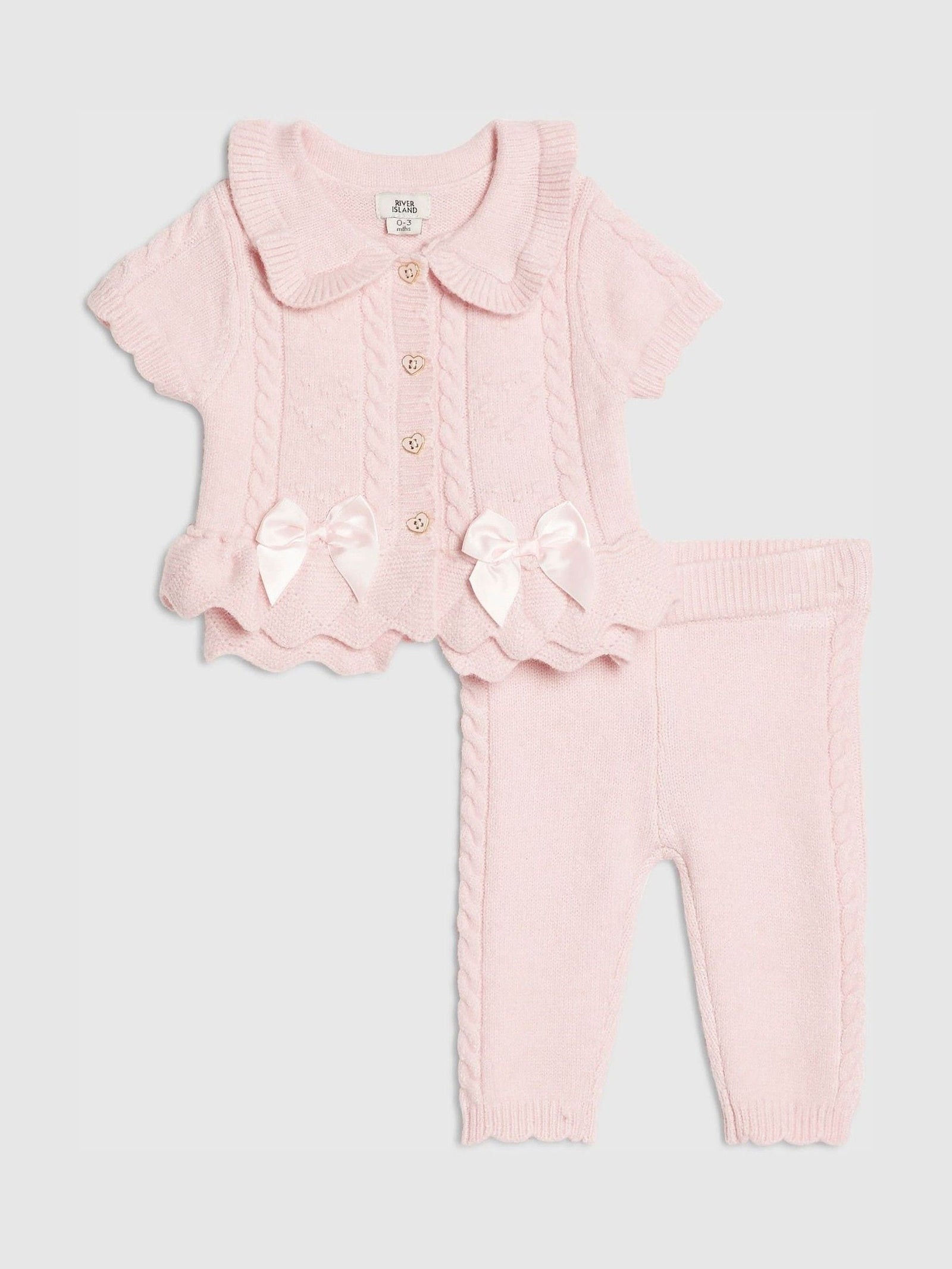 River Island Pink Peplum Cardigan & Leggings Set