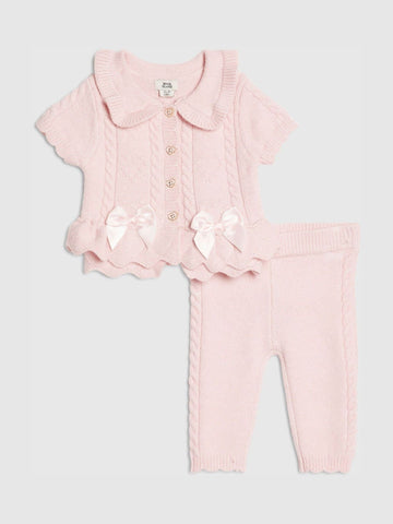 River Island Pink Peplum Cardigan & Leggings Set