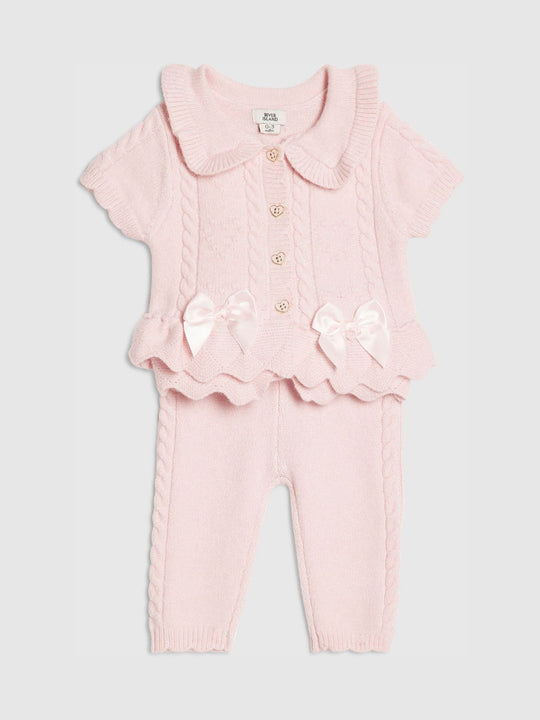 River Island Pink Peplum Cardigan & Leggings Set