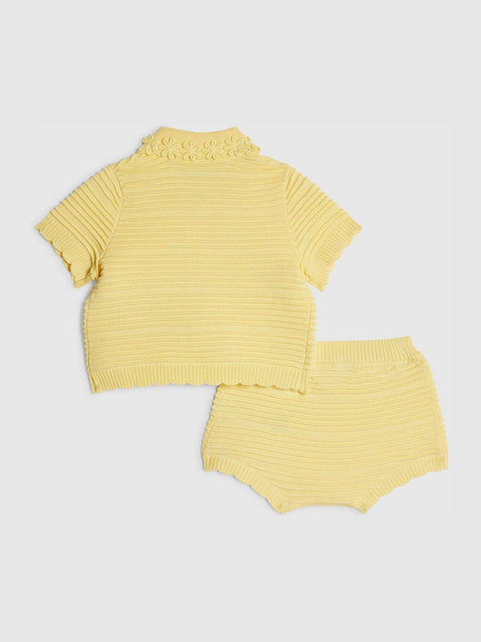 River Island Yellow Daisy Cardigan & Short Set