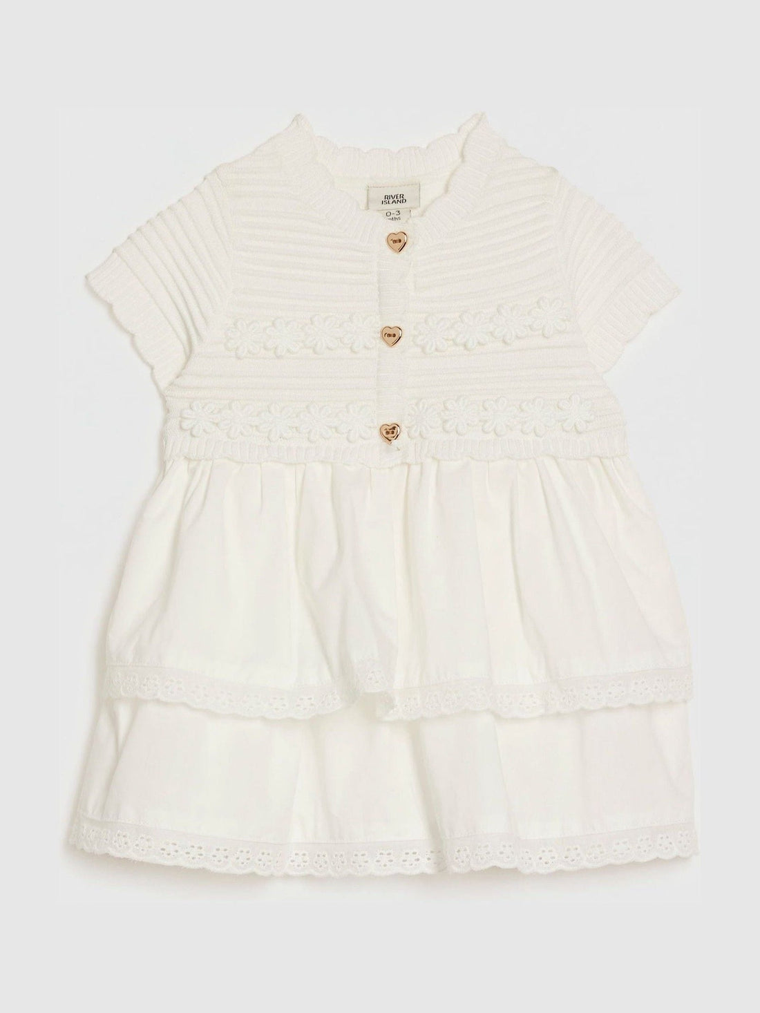River Island White Knitted Broidery Dress