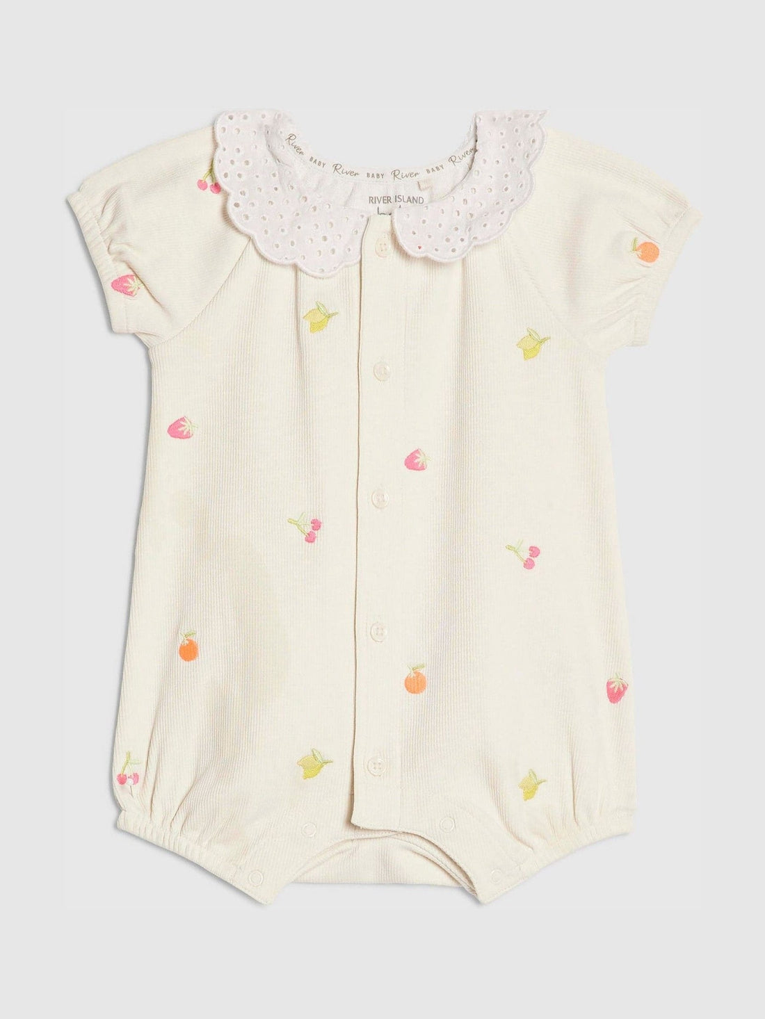 River Island Cream Collared Strawberry Romper