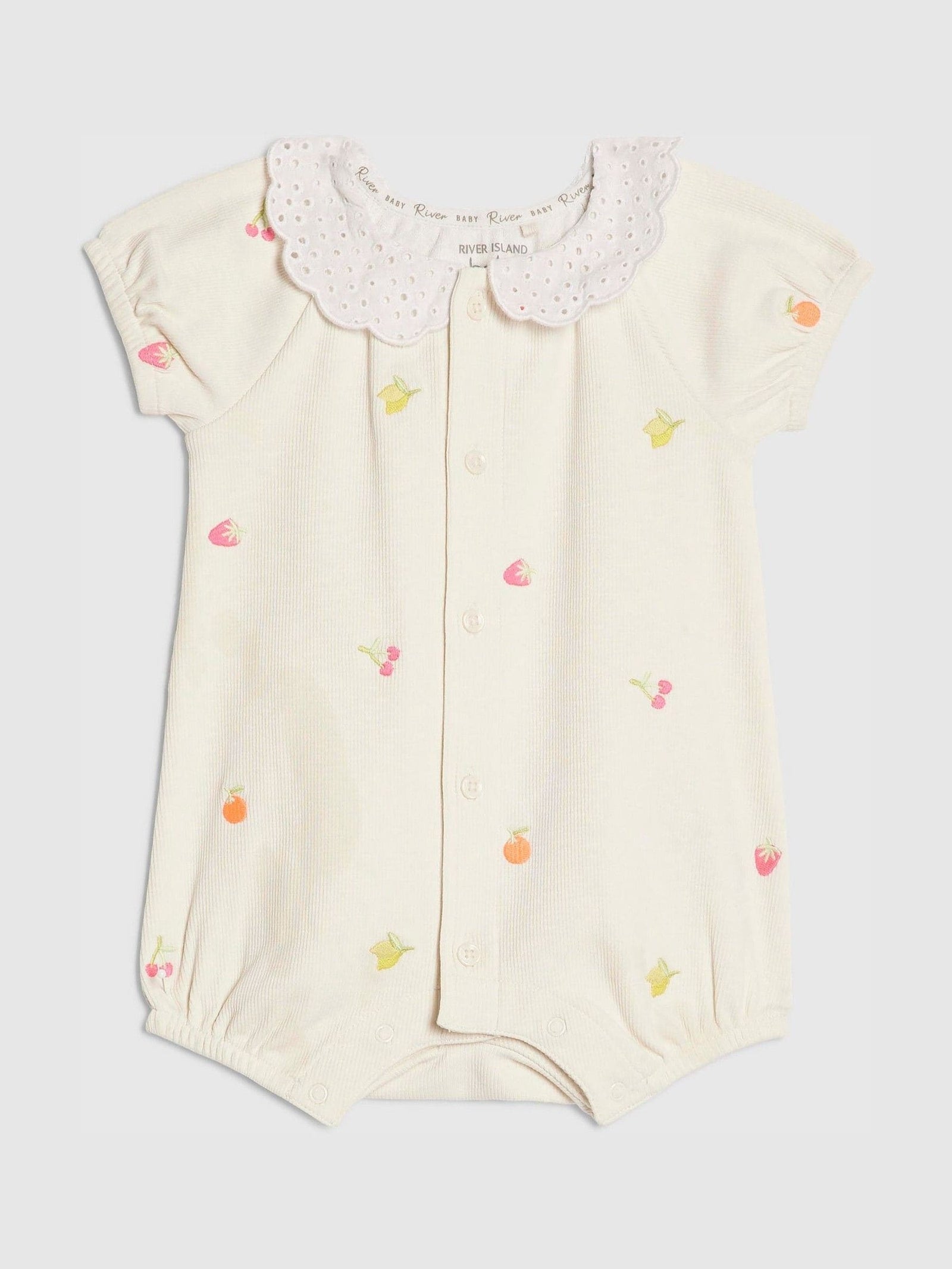 River Island Cream Collared Strawberry Romper