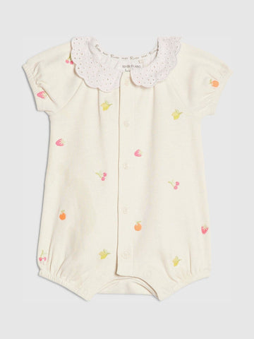 River Island Cream Collared Strawberry Romper