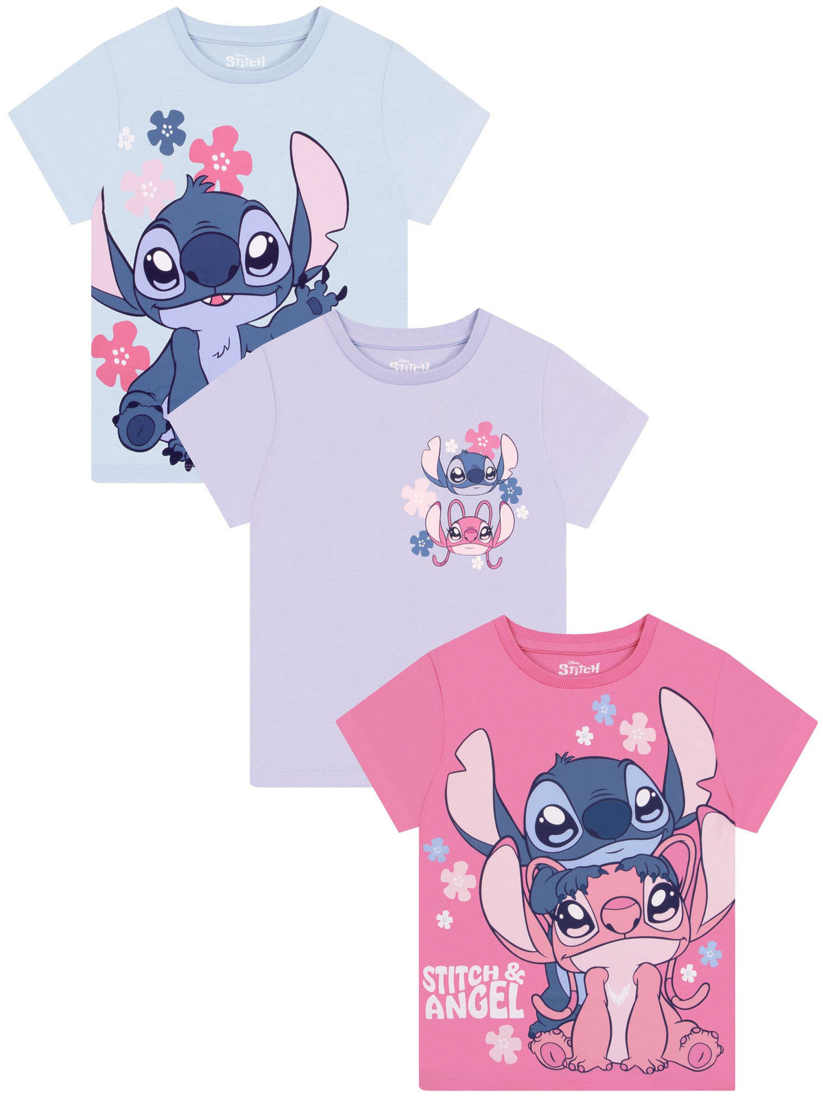Character Blue Disney Lilo & Stitch T-Shirts 3 Pack