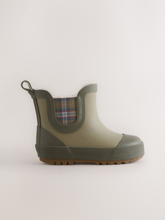 Khaki/Green Warm Lined Ankle Wellies