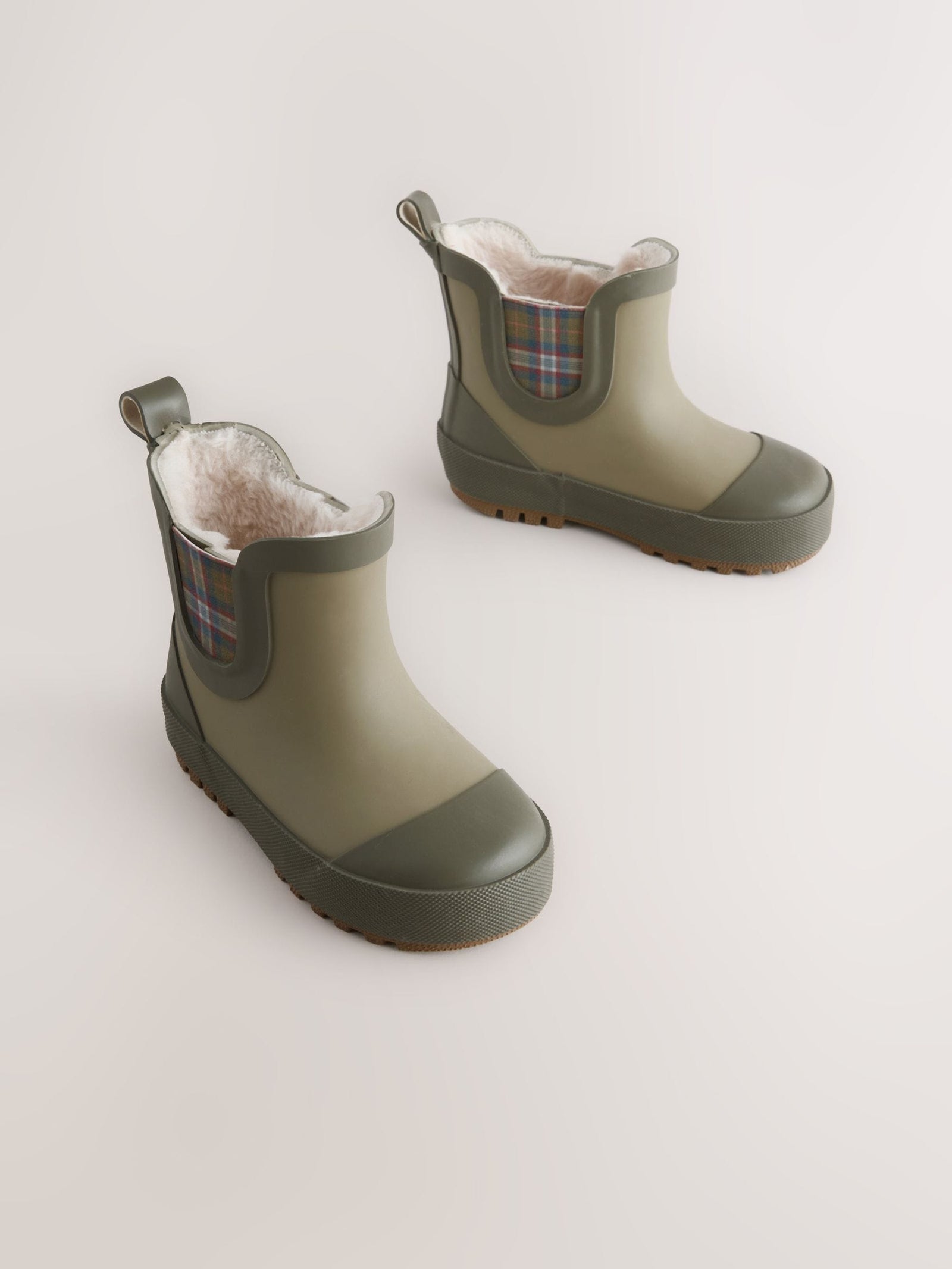 Khaki/Green Warm Lined Ankle Wellies