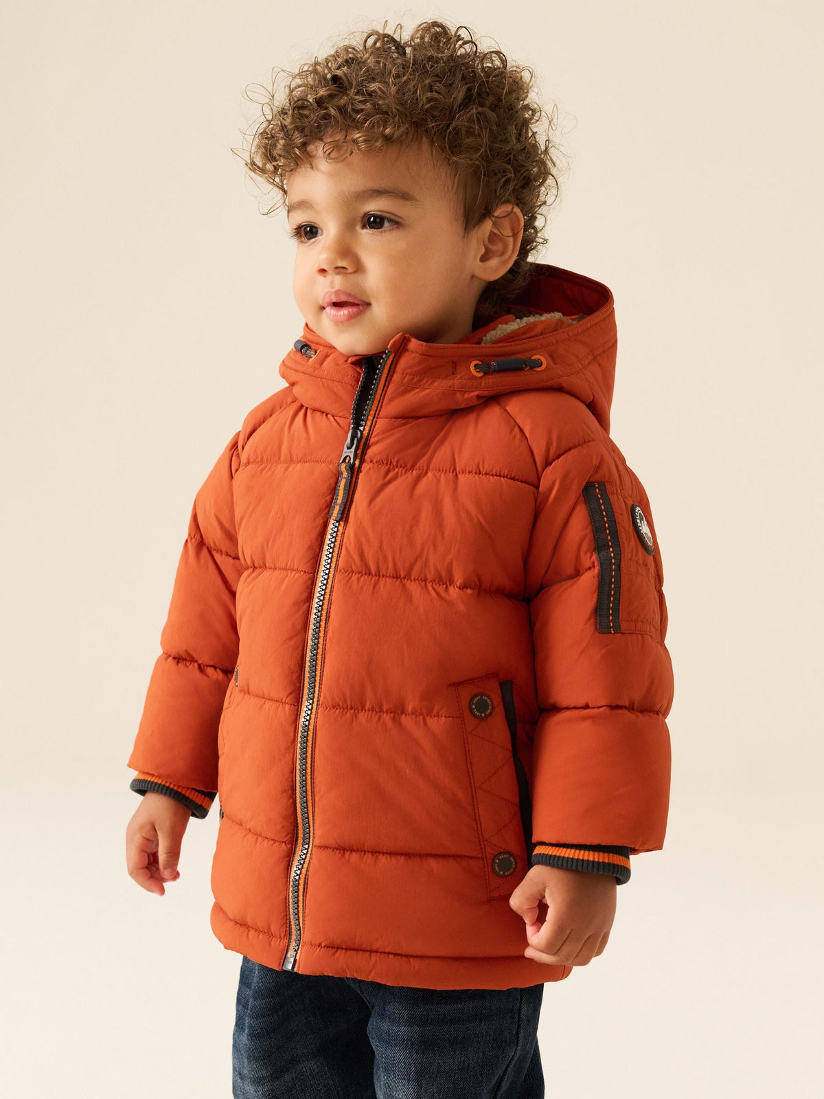 Orange Borg Lined Padded Coat (6mths-7yrs)