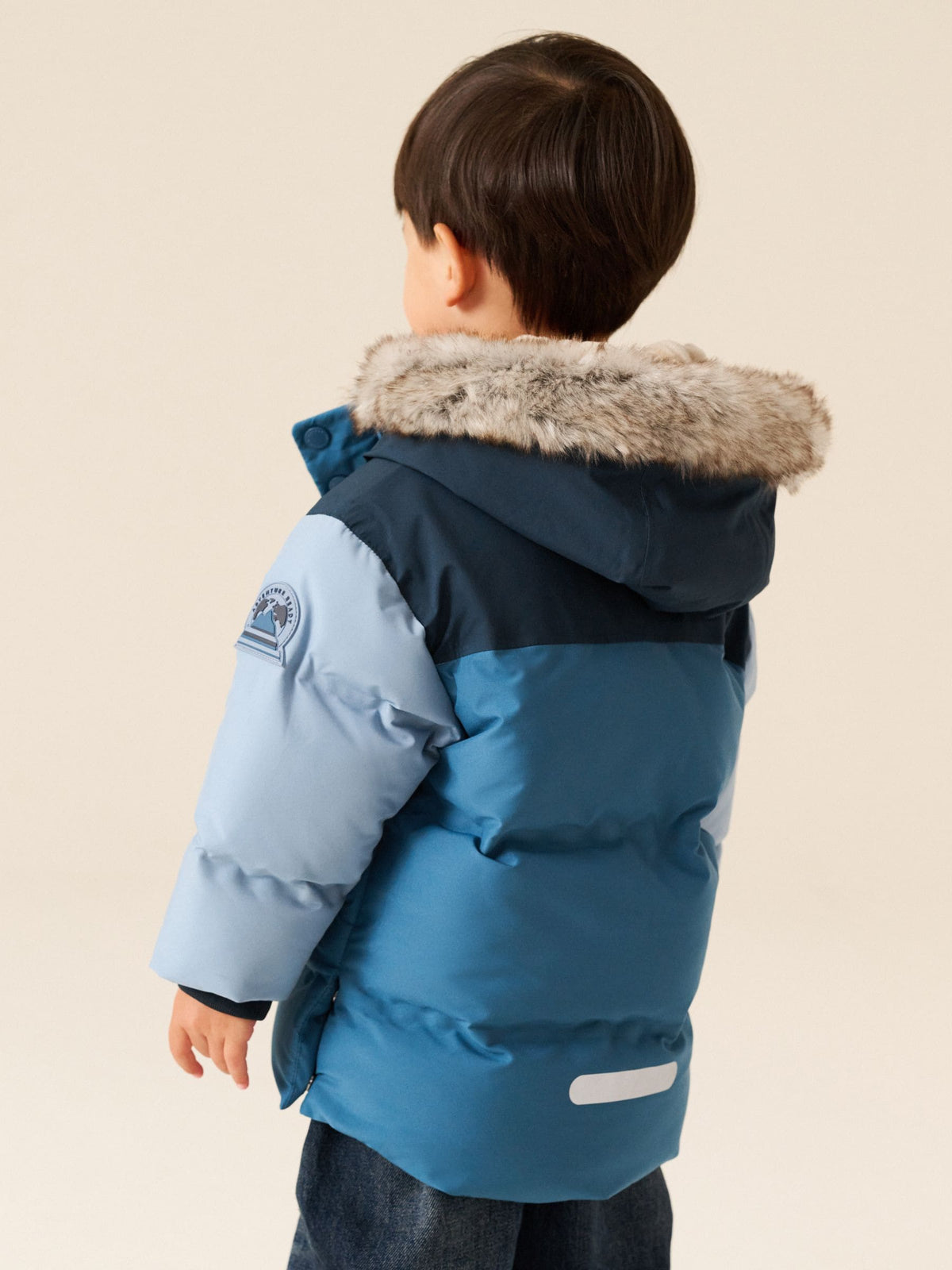 Blue Colour Block Waterproof Padded Coat (12mths-10yrs)