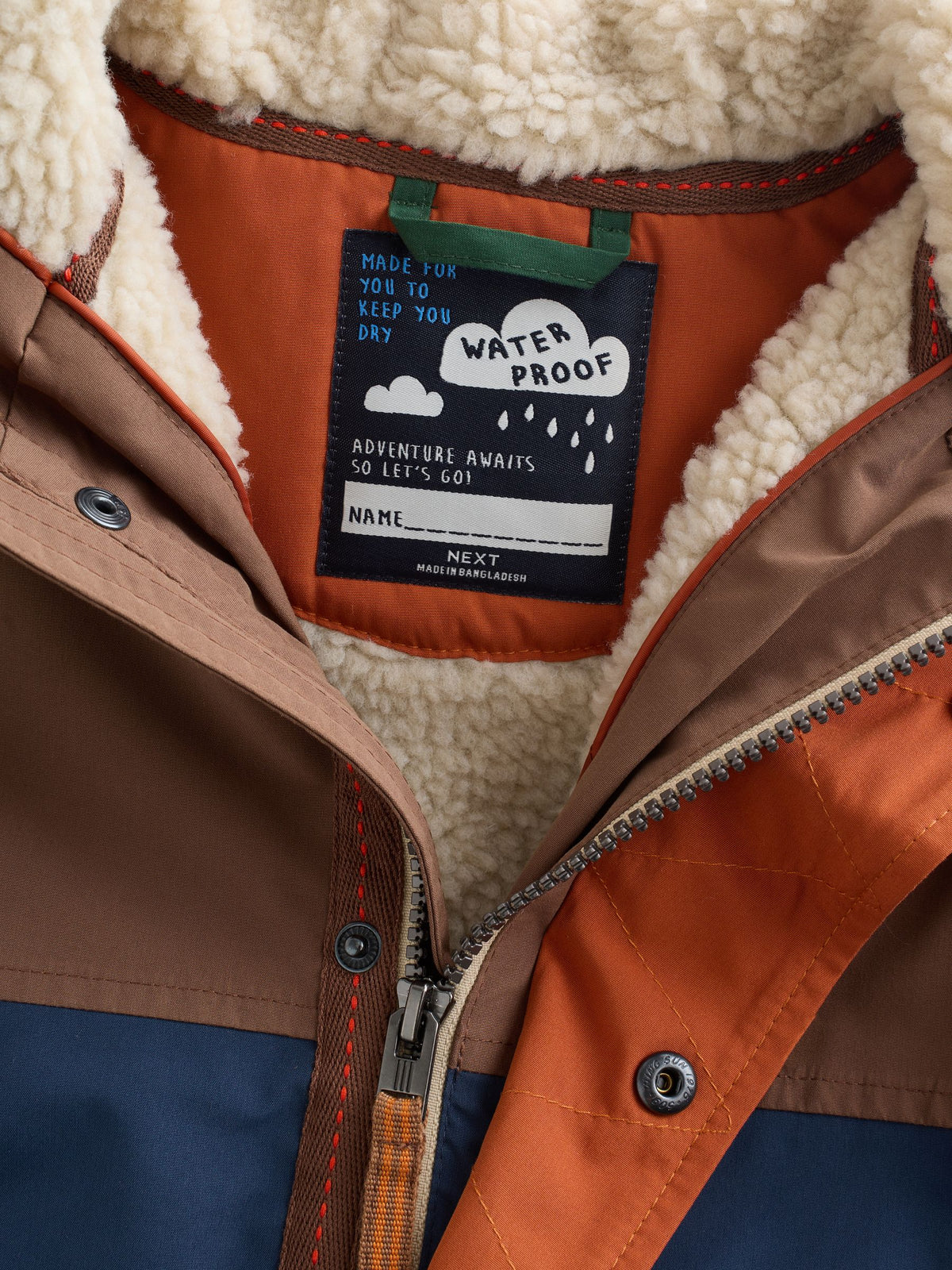 Multi Colour Block Waterproof Borg Lined Parka (3mths-7yrs)