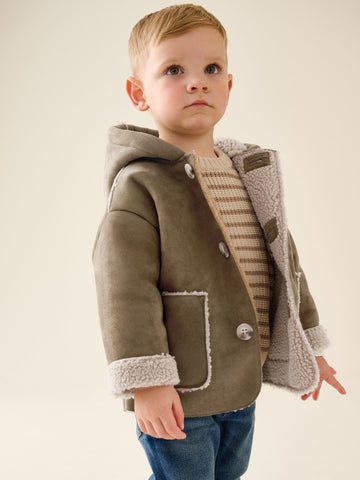 Tan Brown Faux Suede Coat (12mths-7yrs)