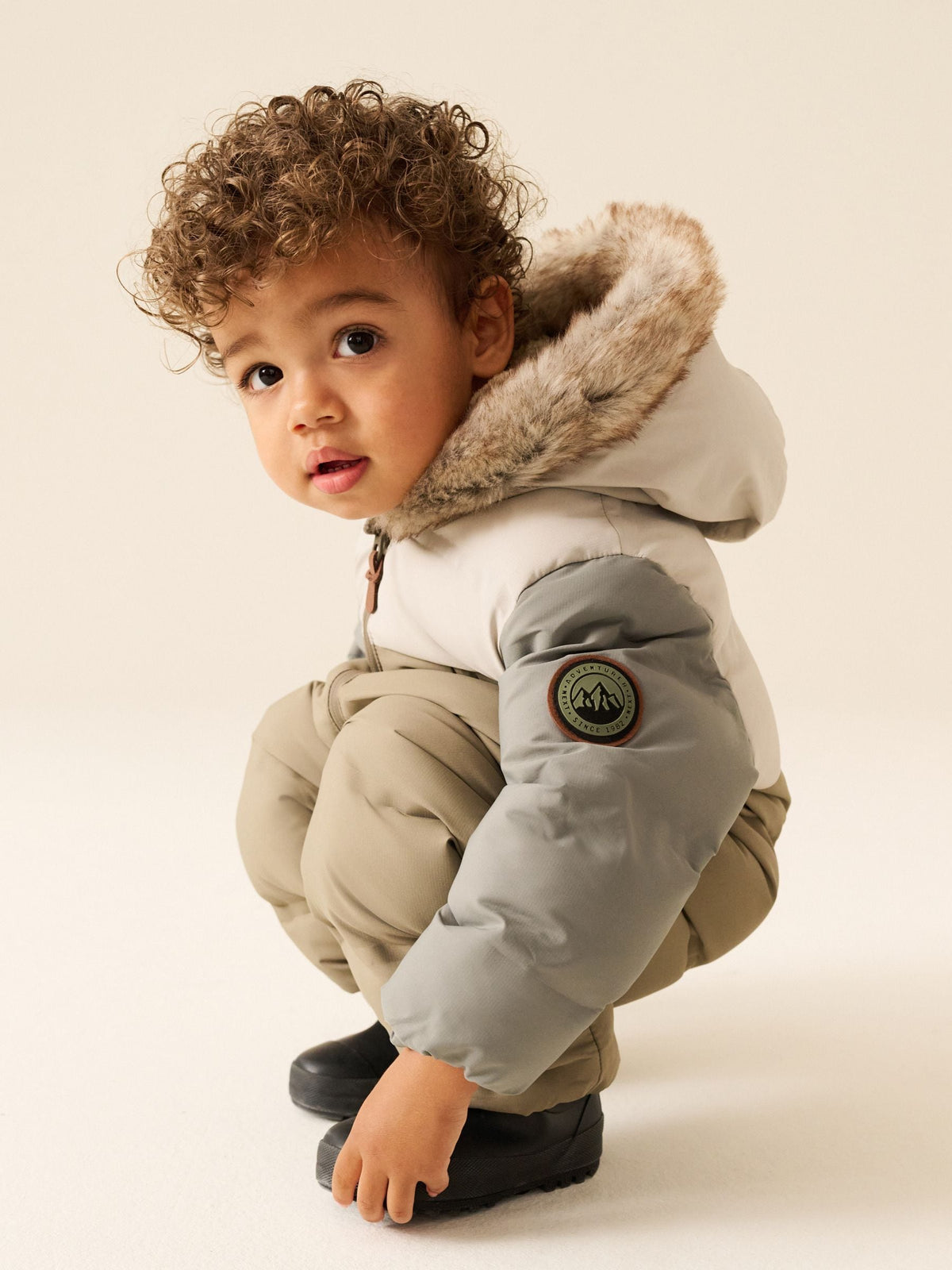 Neutral Colour Block Waterproof Padded Snowsuit (3mths-7yrs)