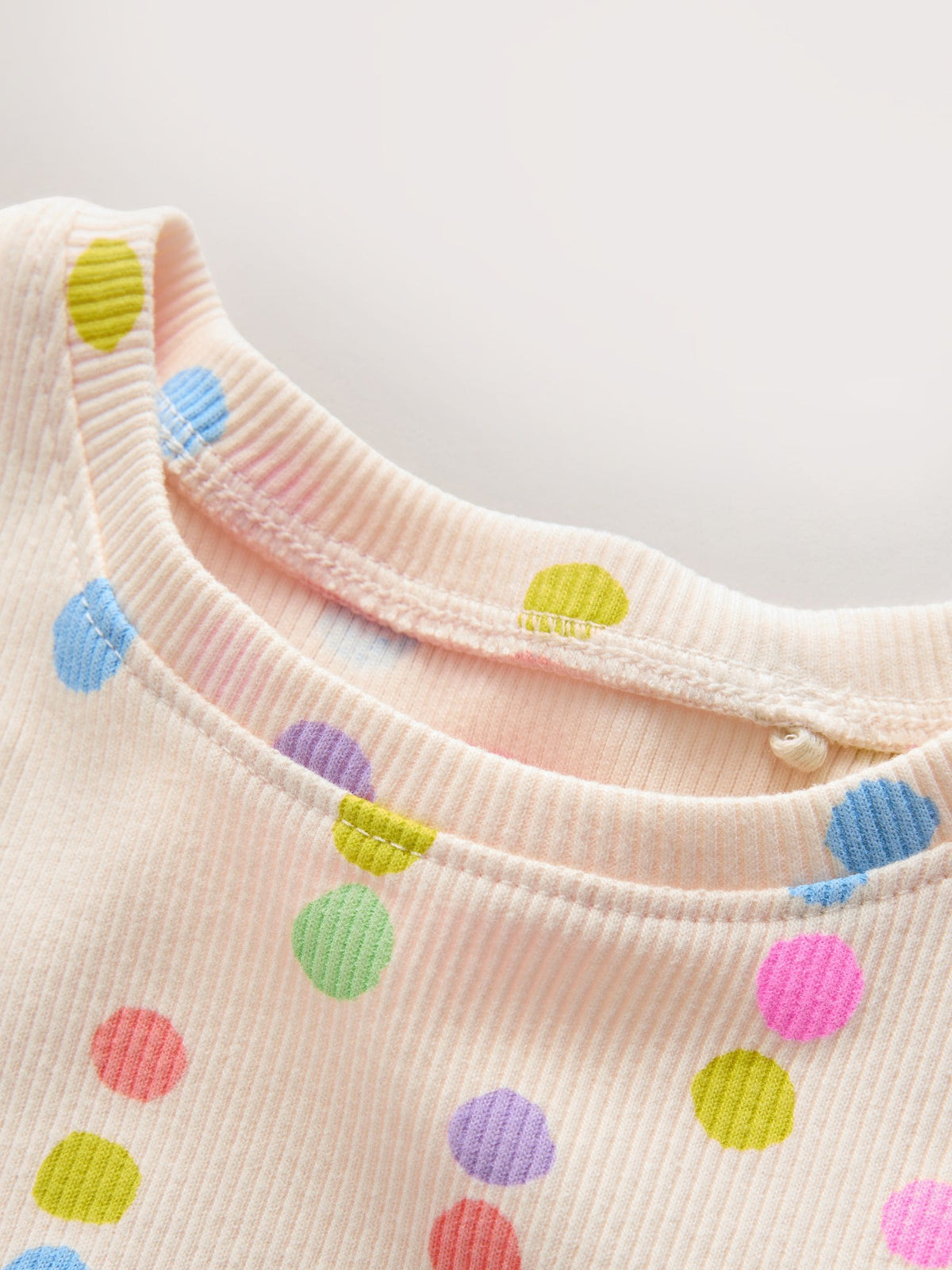 Ecru White Rainbow Spot Frill Shoulder Ribbed Vest (3mths-7yrs)