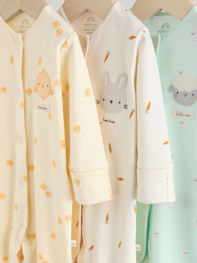 Yellow Spring Character 3 Pack Baby Sleepsuits (0mths-2yrs)
