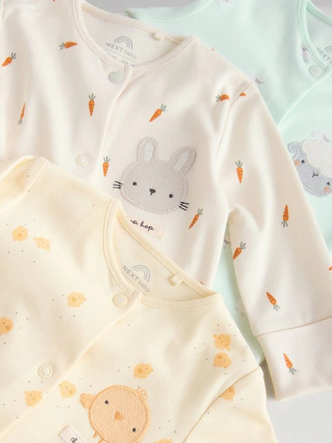 Yellow Spring Character 3 Pack Baby Sleepsuits (0mths-2yrs)